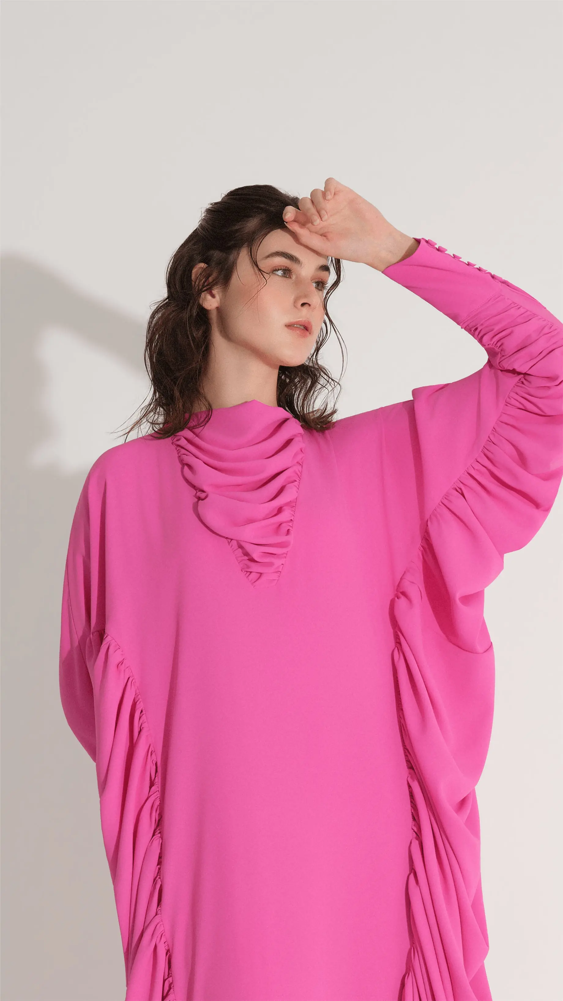 Ruched Kaftan Dress – Fuchsia, photo 2