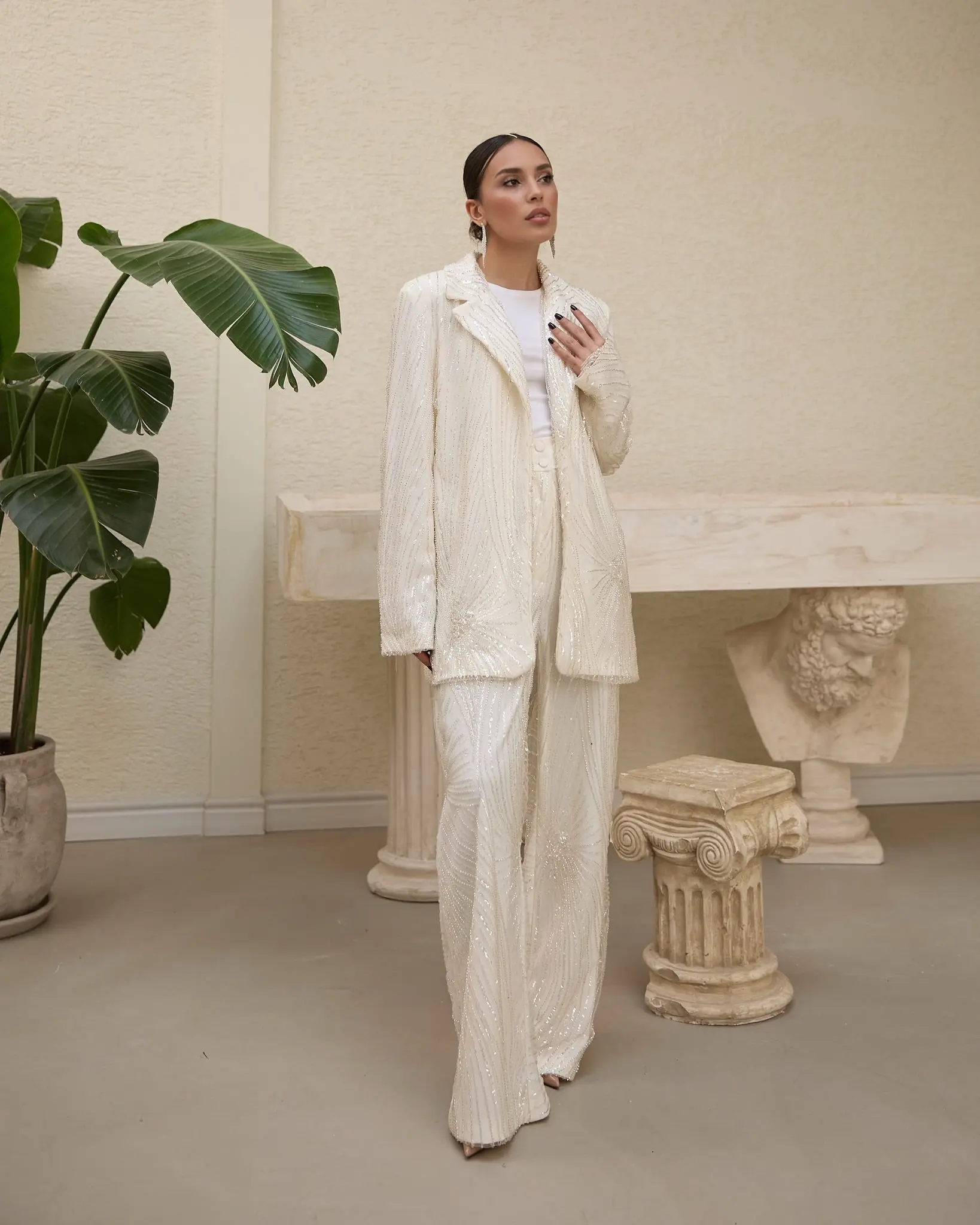 Seraphine Luxe Embellished Co-Ord Set – Ivory