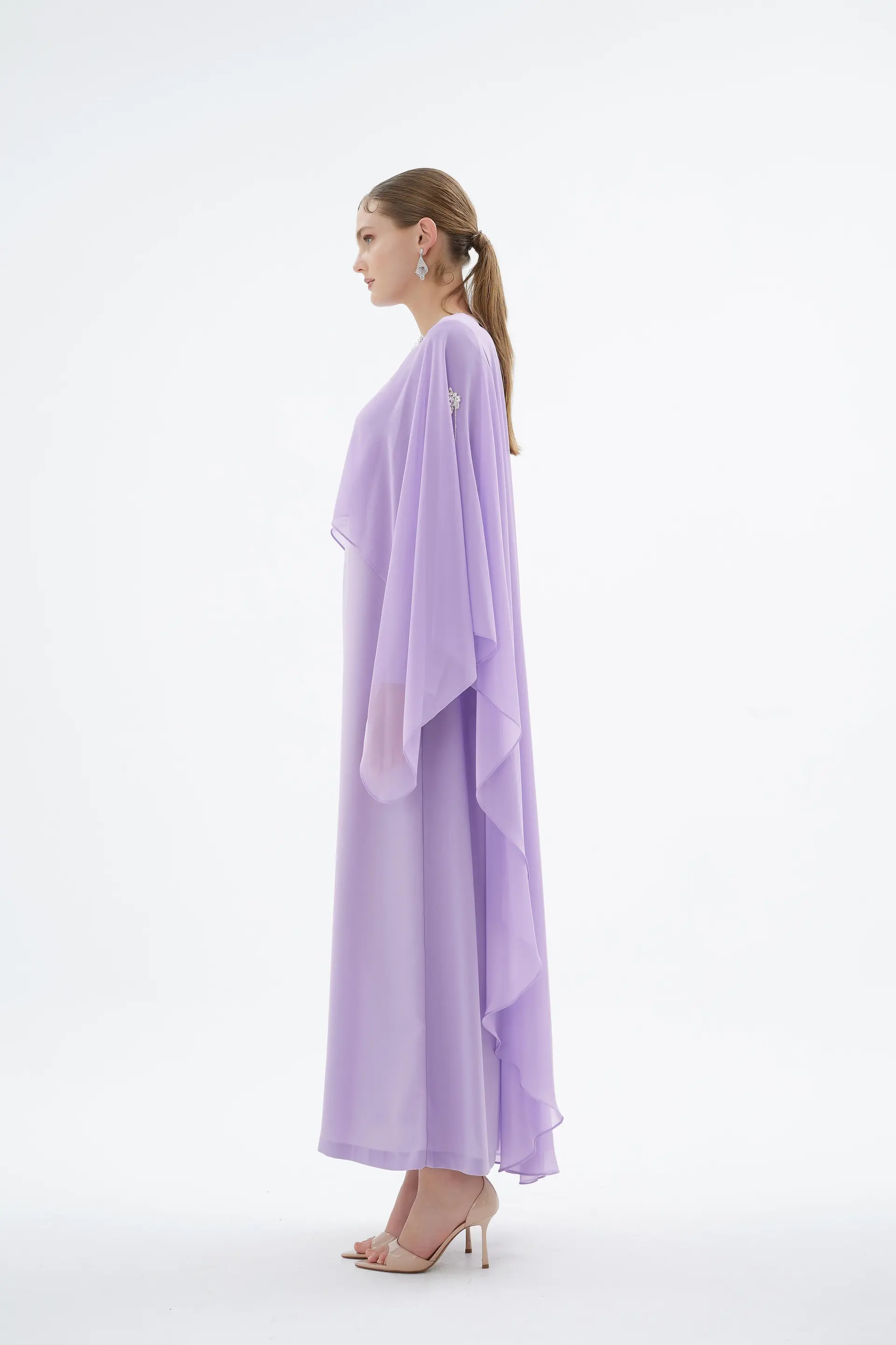 Alera Embellished Cape Dress – Lilac, photo 5