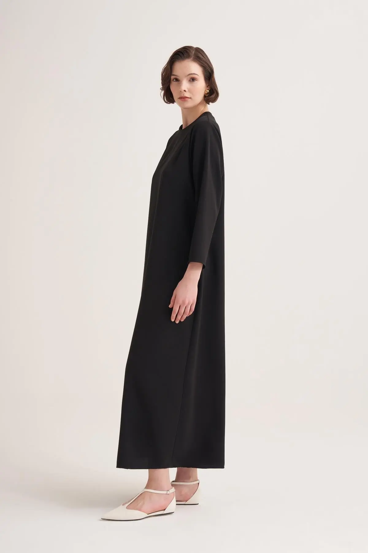 Crepe Minimalist Maxi Dress – Black, photo 2