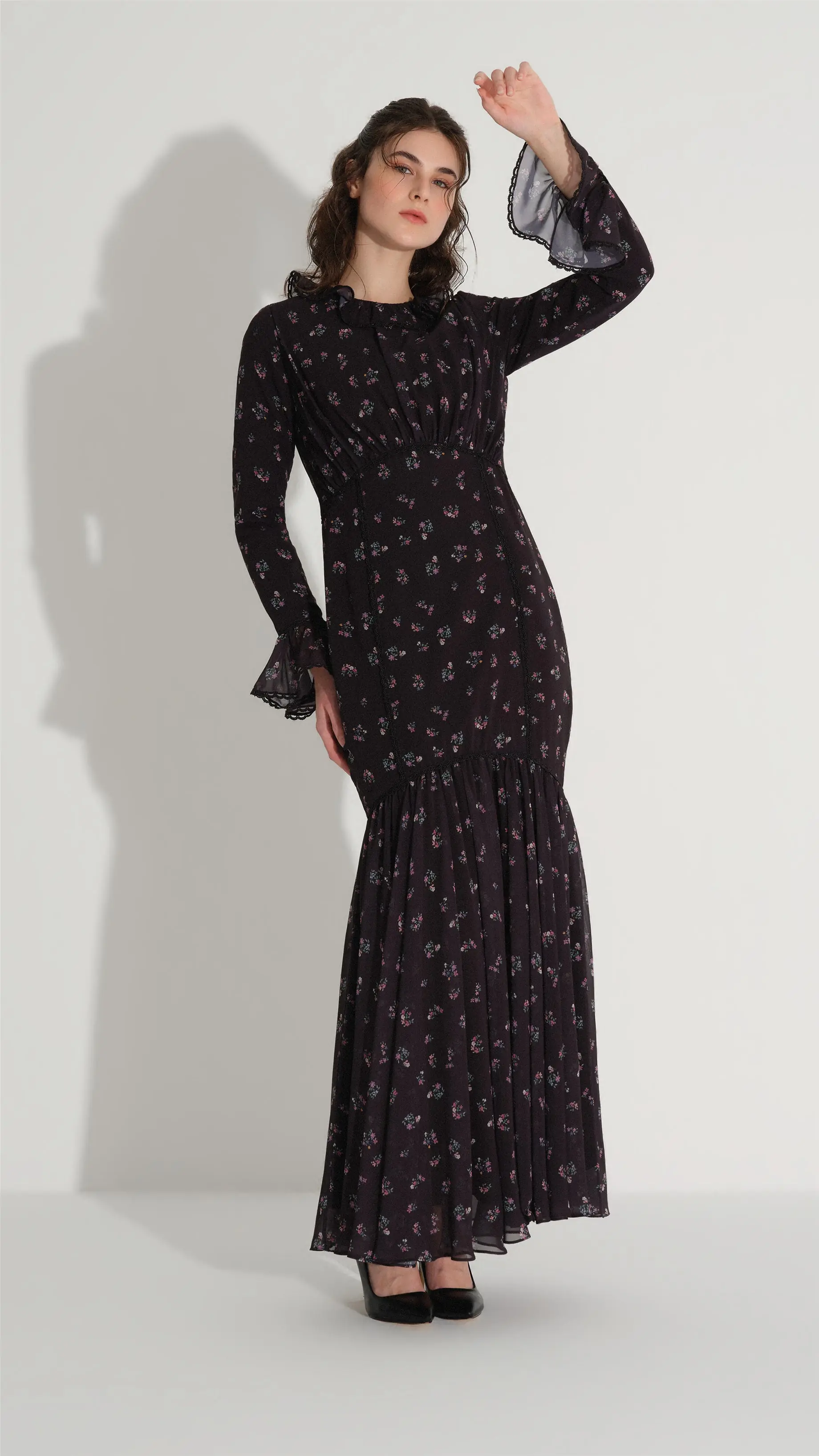 Lace Detail Mermaid Dress – Black, photo 2