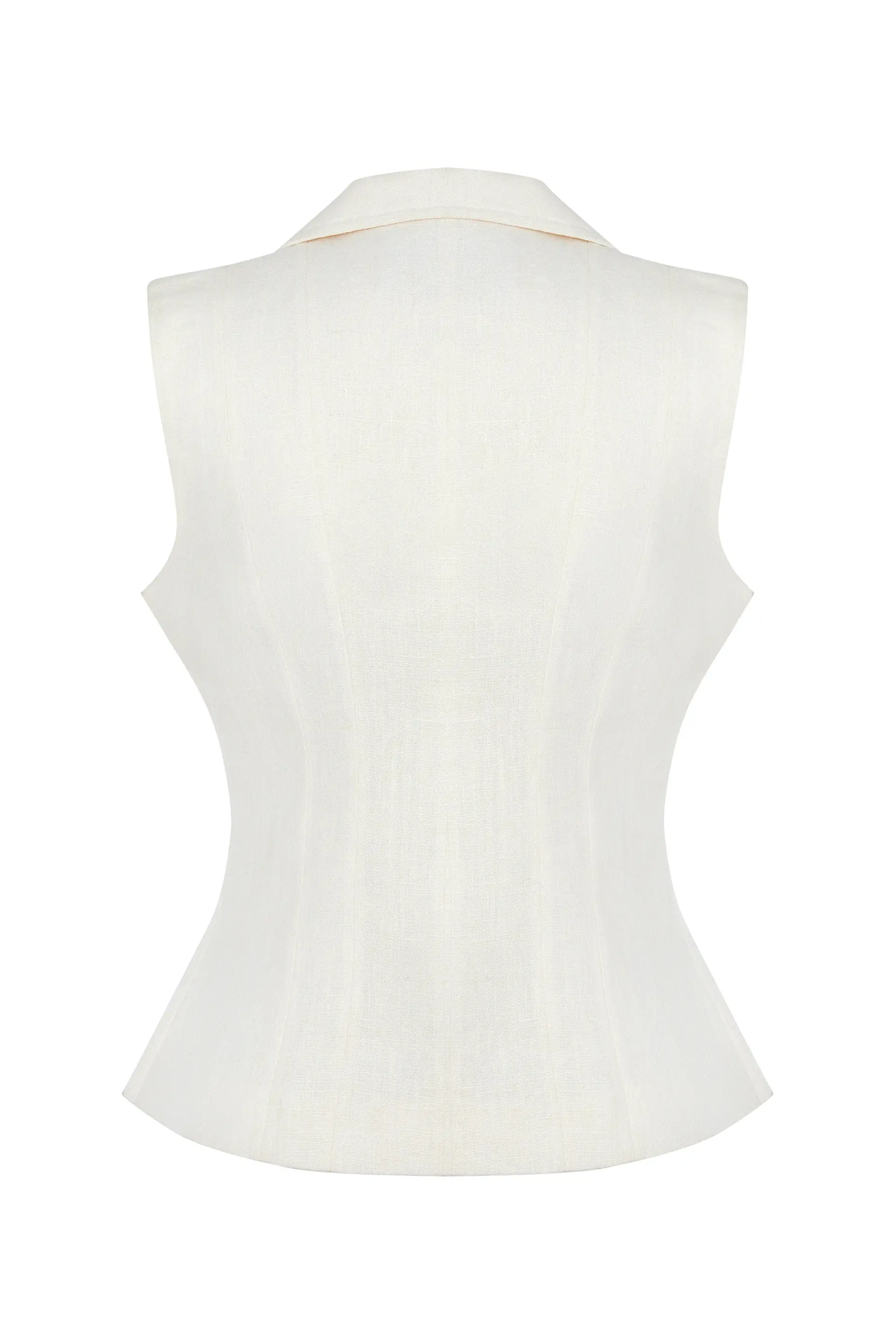 Ivory Vest 100% Linen with Punto Stitch Detail, photo 7
