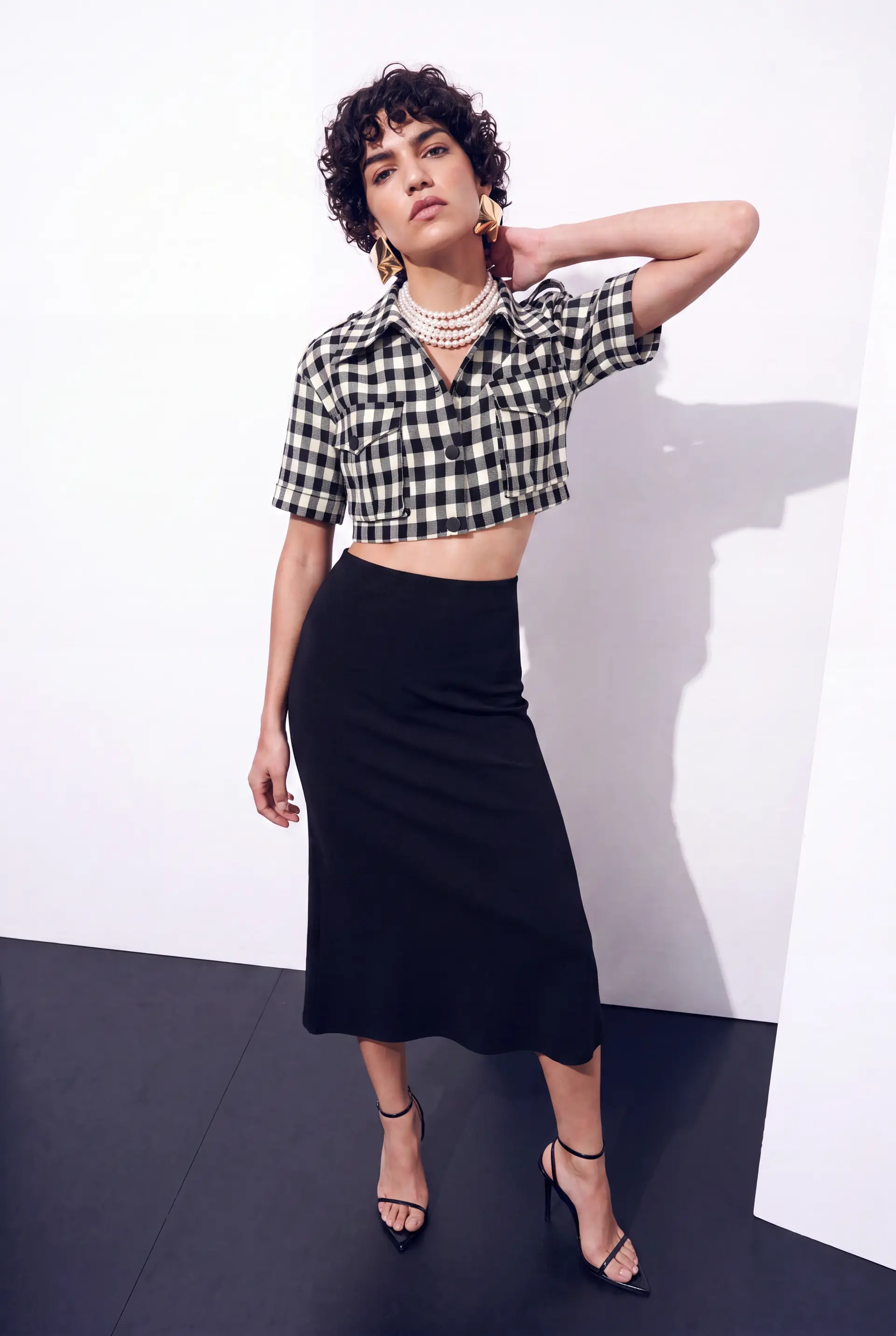 Vichy Patterned Crop Jacket, photo 2
