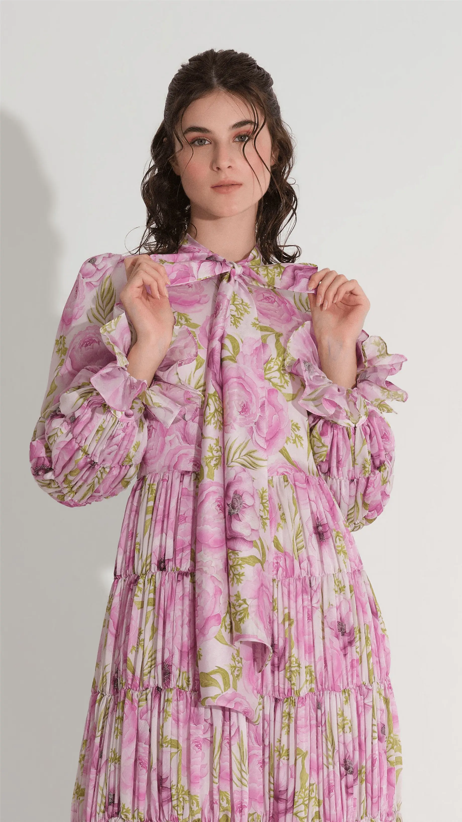 Tiered Gathered Floral Dress – Pink, photo 2