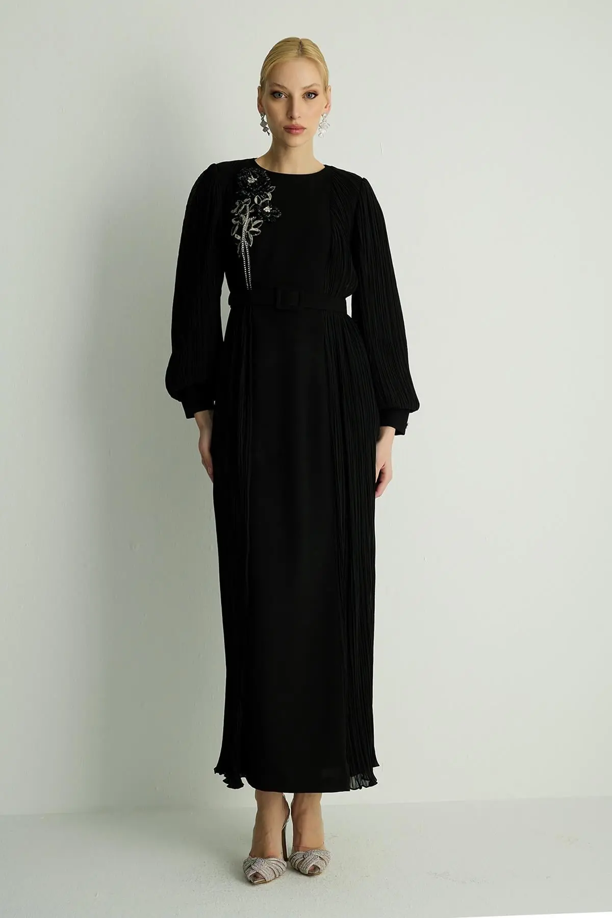 Rozanna Pleated Panel Dress – Black, photo 5