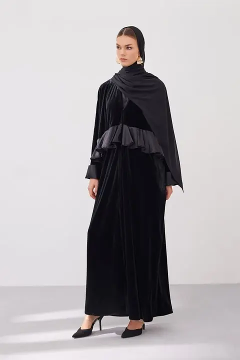Velvet Rania Abaya - Black