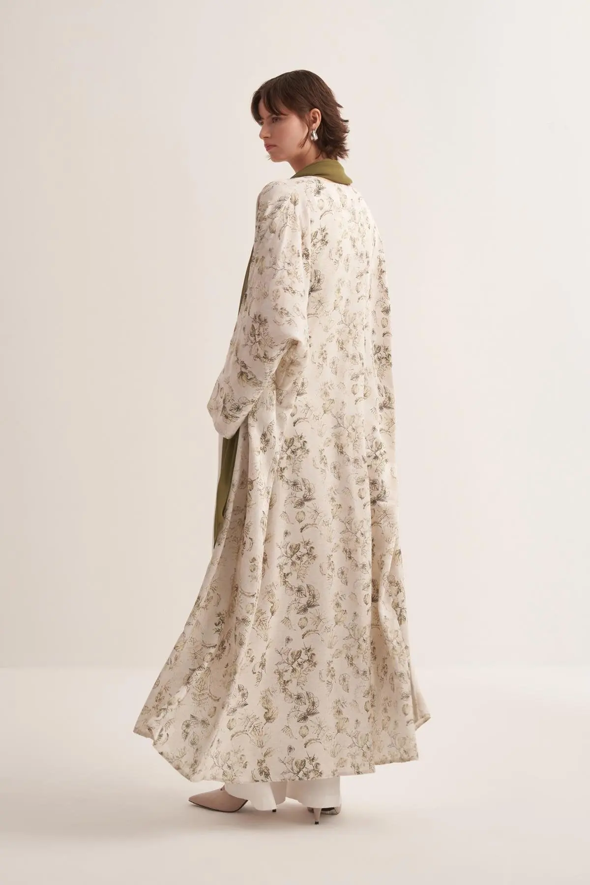 Liora Green Floral Print Abaya with Matching Scarf, photo 3