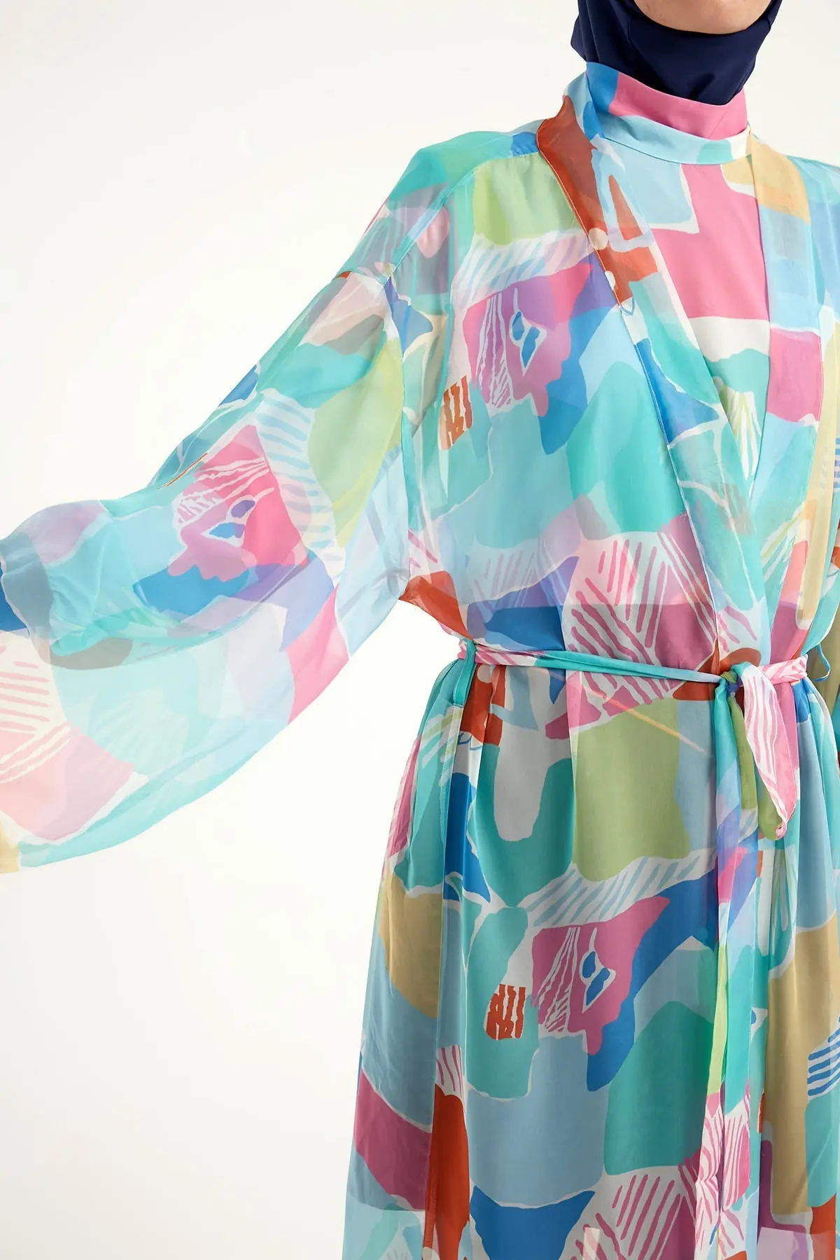 Silky Modest Full Coverage Kimono – Lightweight Elegant Beach Cover P2506, photo 8