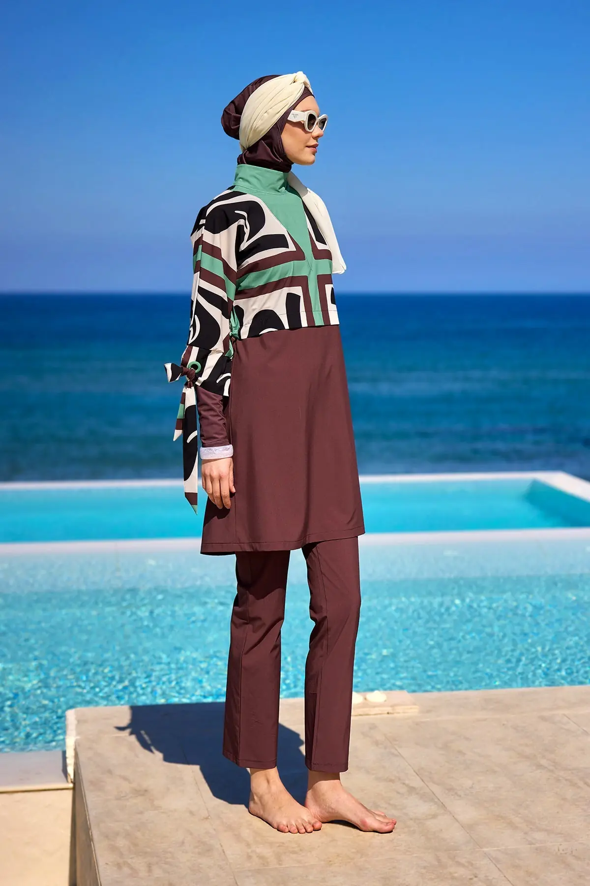 Elegant Burkini – Full Coverage Islamic Swimwear - Brown, photo 2