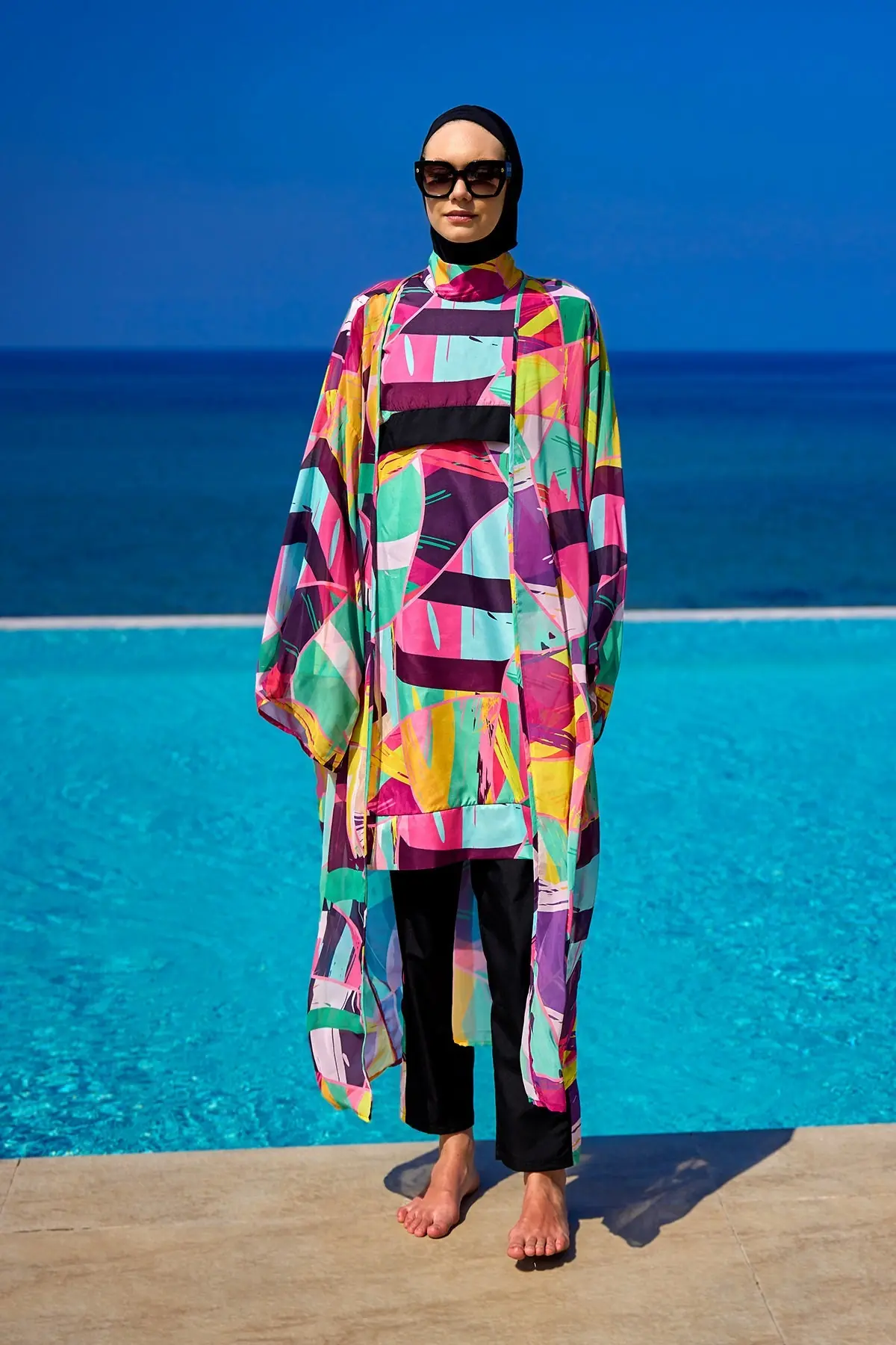 Rivamera Multicolor Kimono - Brushstroke Print