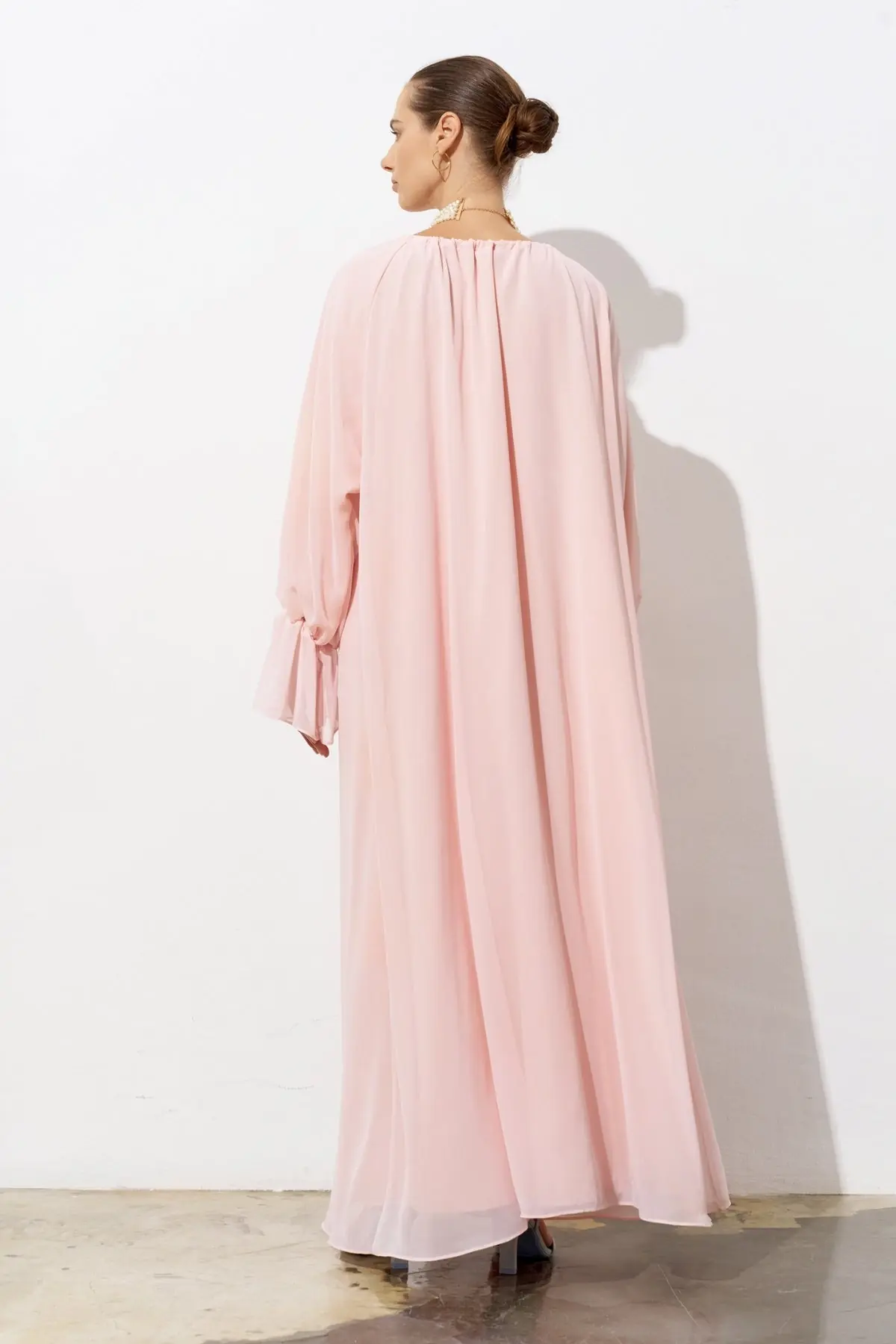 Sole Tie-Detail Chiffon Maxi Dress – Powder Pink, photo 4