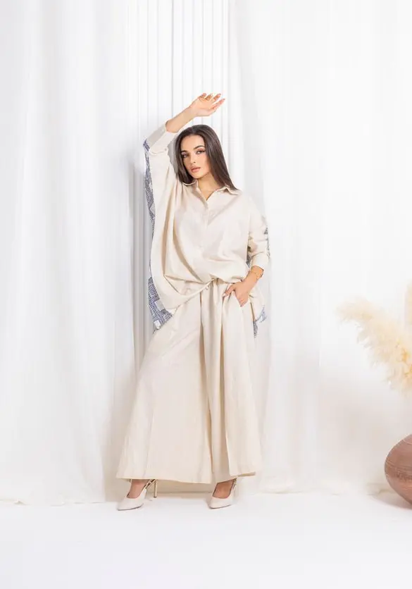 Blue Beige Linen Co-ord Set, photo 5