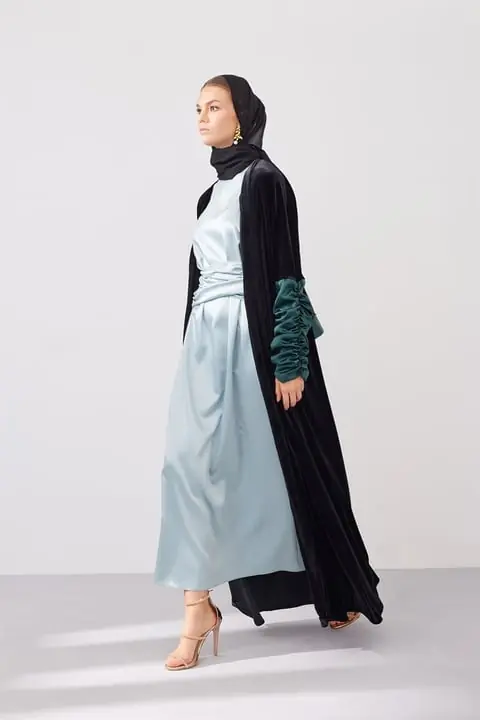 Feiruz Velvet Abaya - Black Green, photo 2