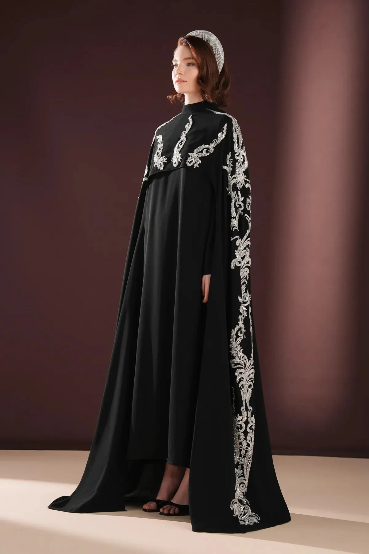 Ophelra Couture Embroidered Crepe Dress – Black, photo 7