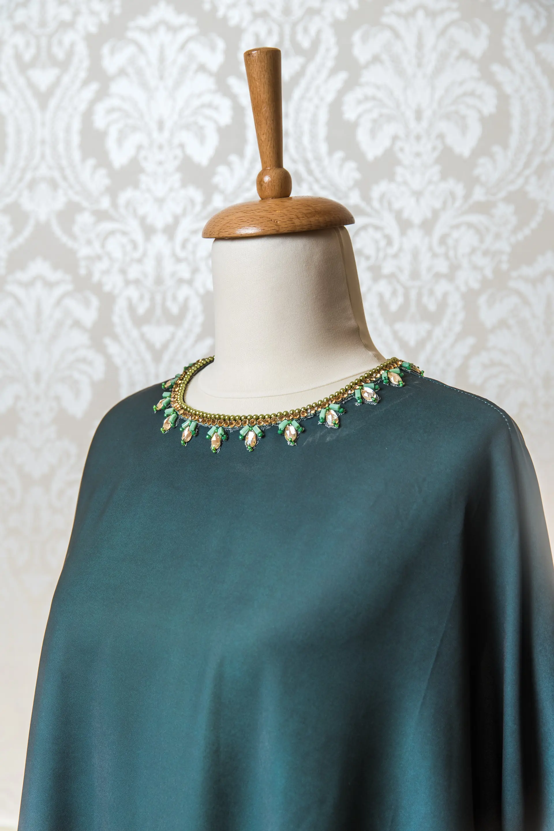 Deep Blue FLOWERS PRINTED Silk KAFTAN, photo 2