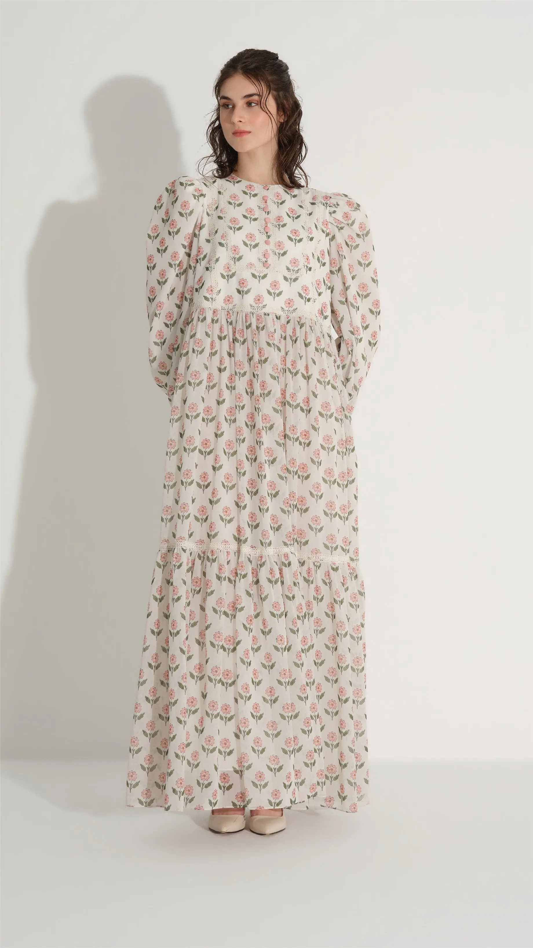 Fine Lace Trim Dress – Ecru, photo 6