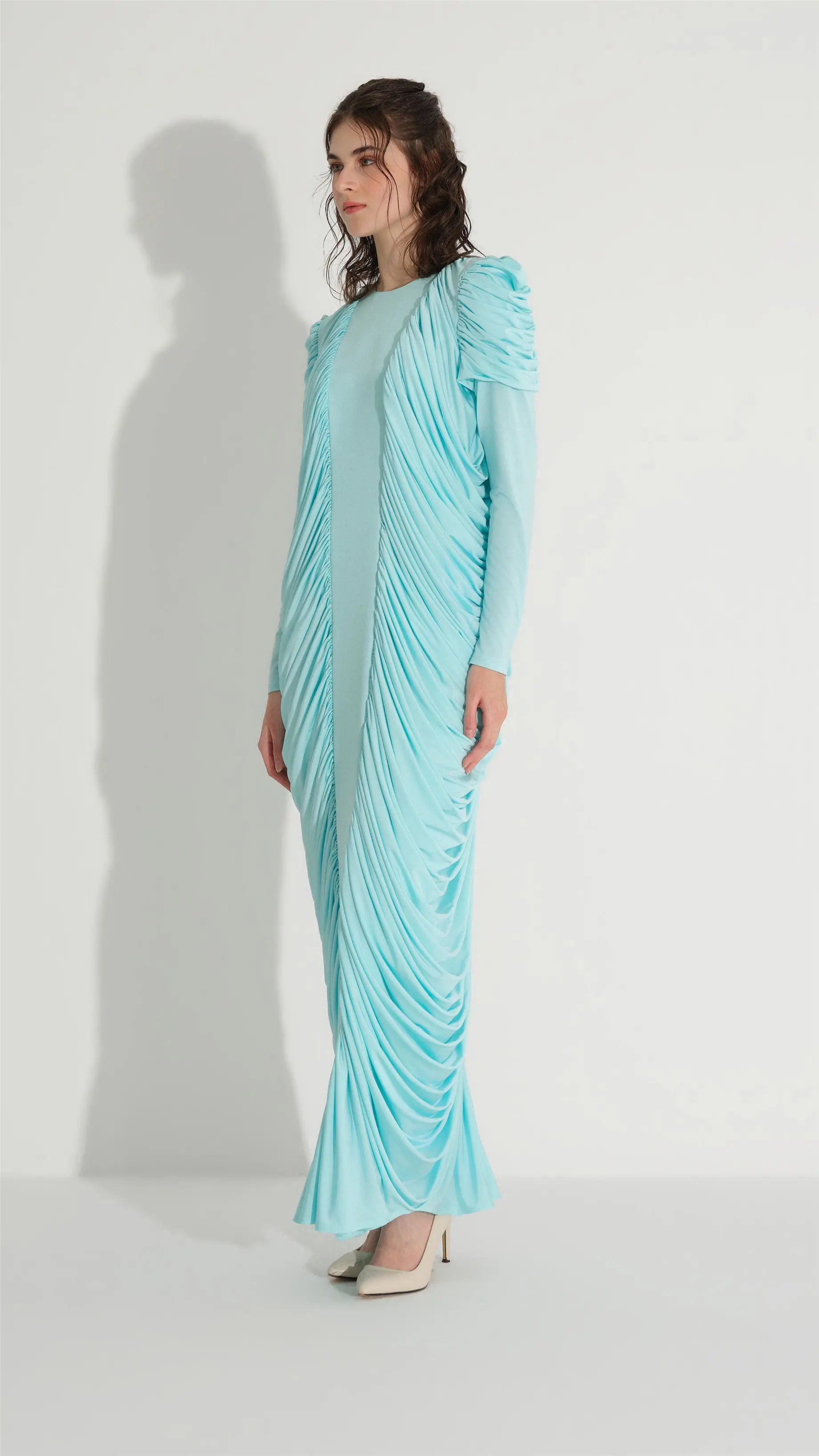 Draped Side-Gathered Dress – Mint, photo 3