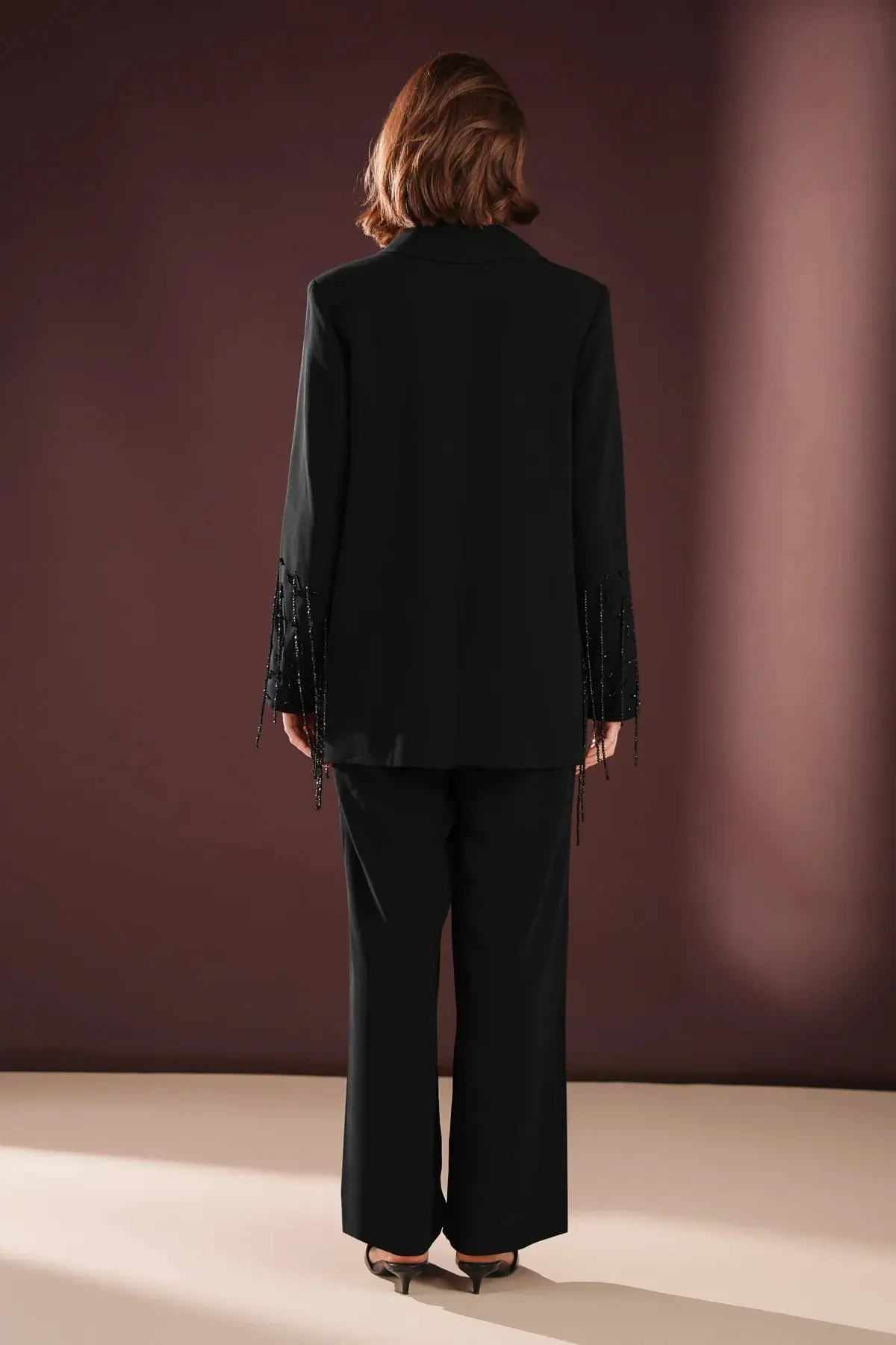 Morvella Embellished Fringe Suit – Black, photo 8