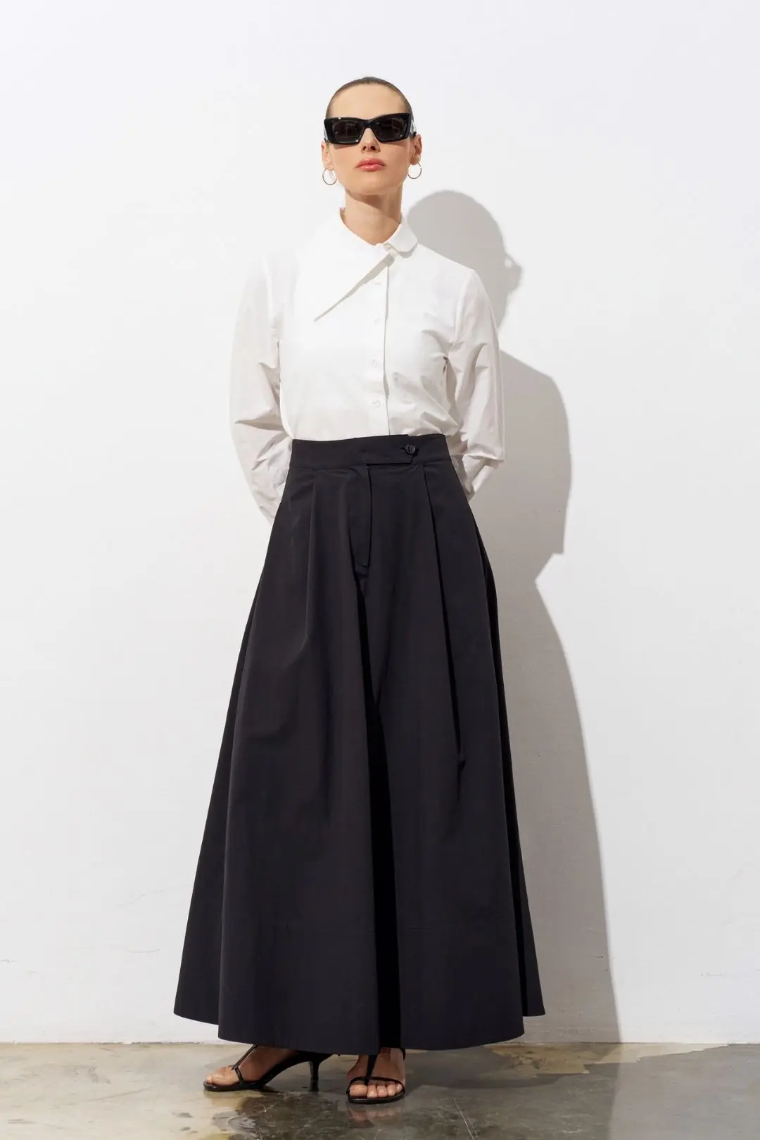 Maren Poplin Maxi Skirt - Black