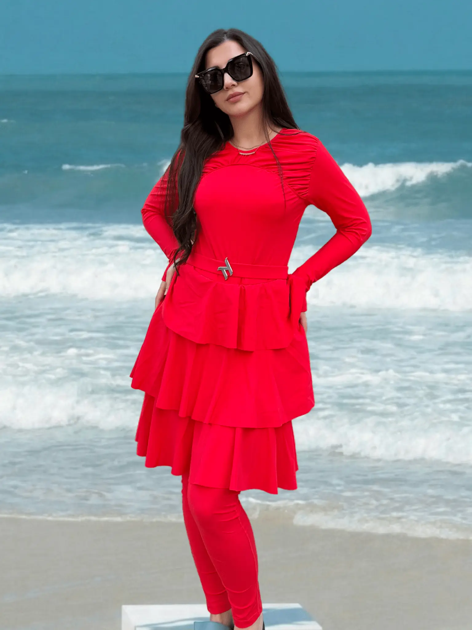 Muse Swim Dress – Scarlet Red, photo 3