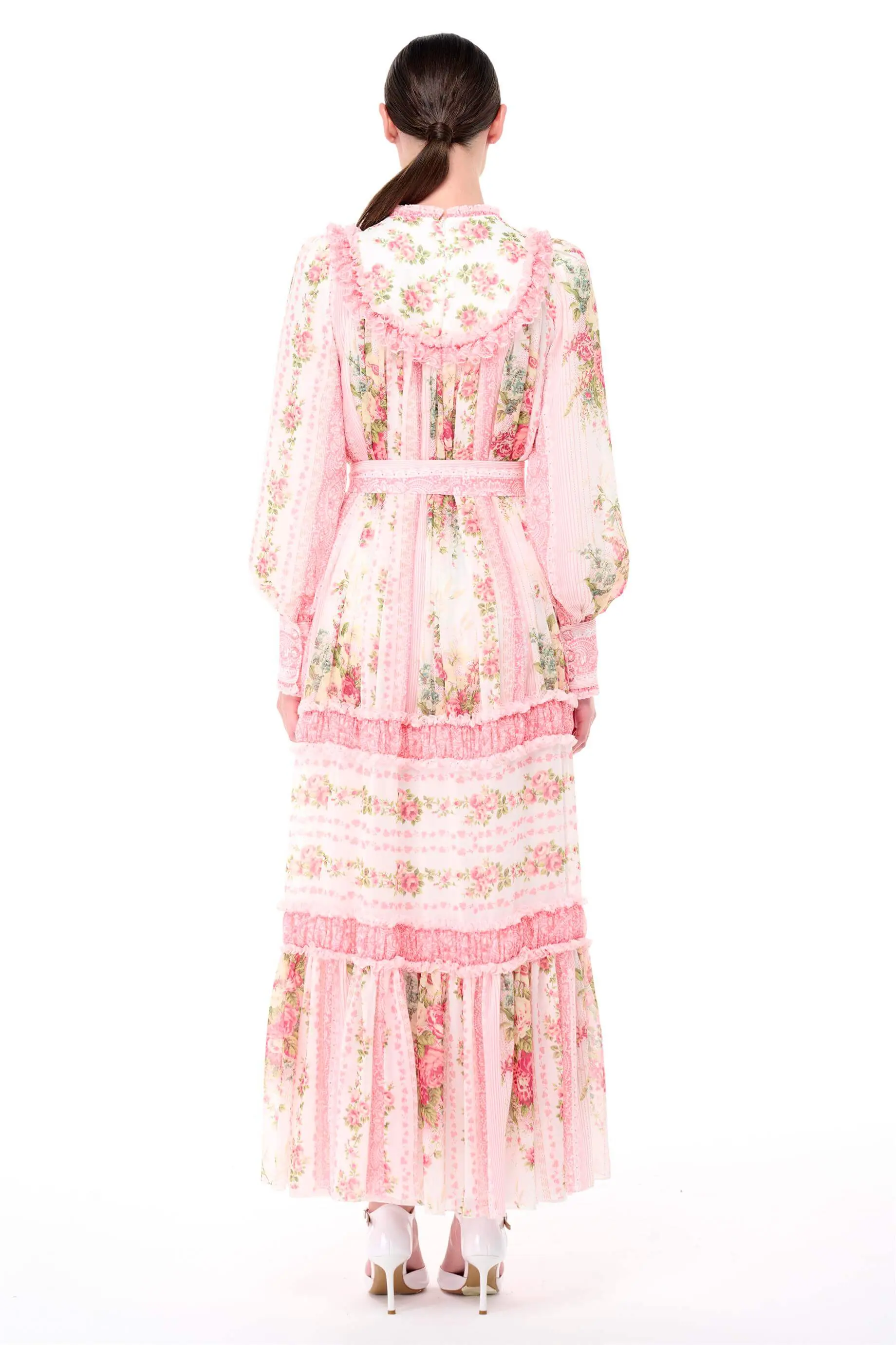 Ruffle-Trim Floral Dress – Cream, photo 3