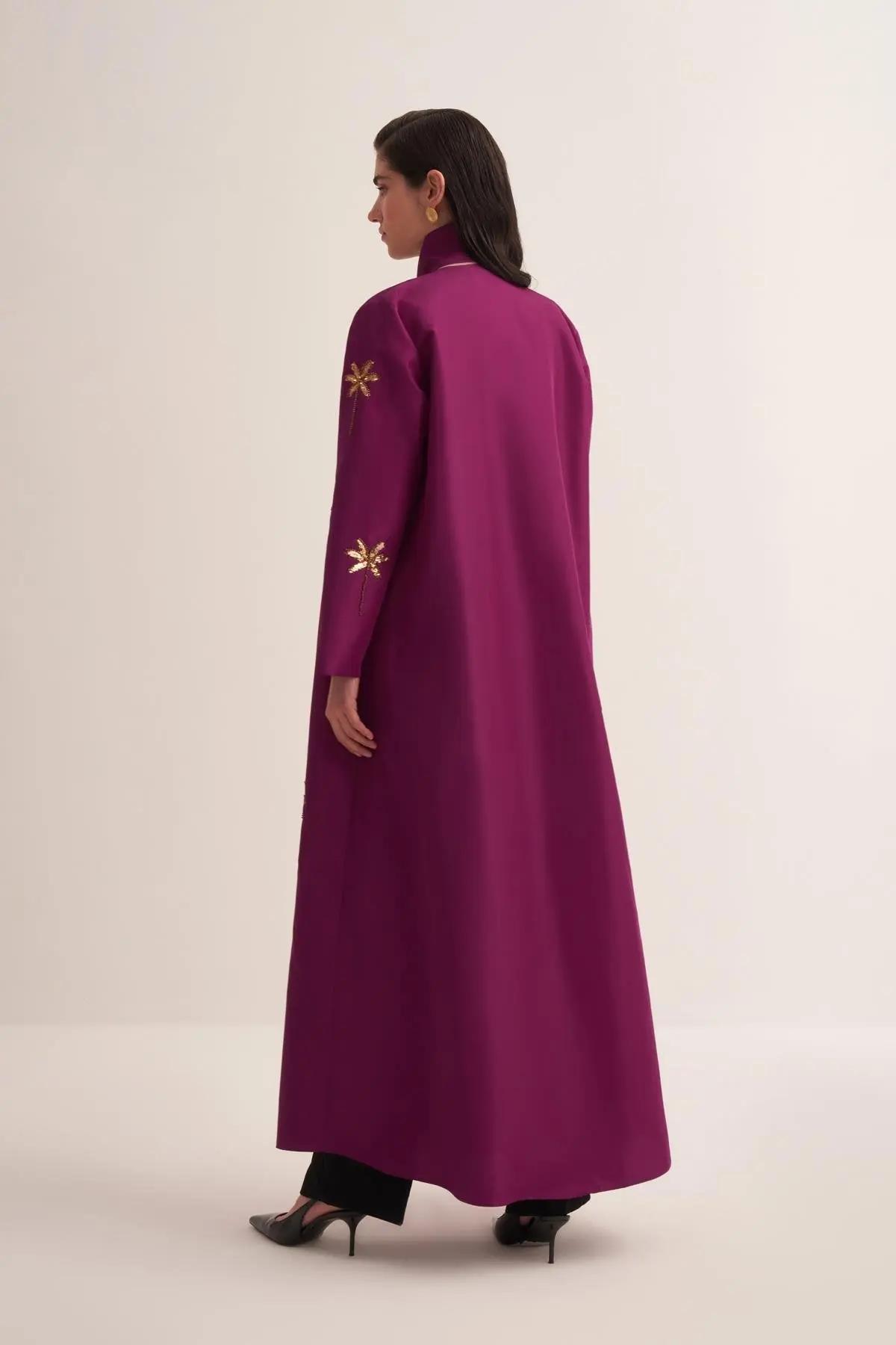 Glamor Embroidered Satin Abaya – Cherry, photo 4