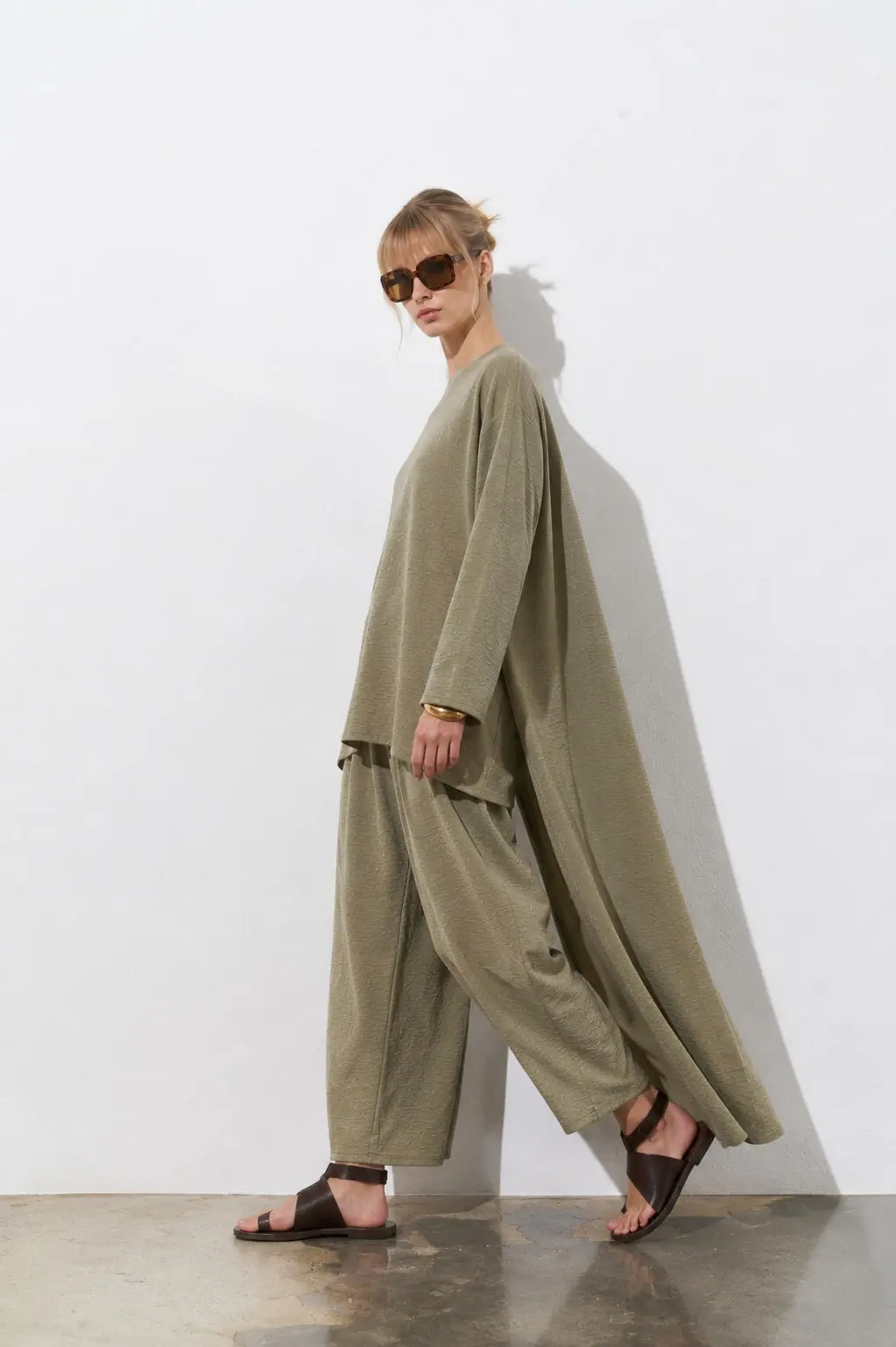 Aura Oversize Tunic & Trouser Set - Khaki, photo 2
