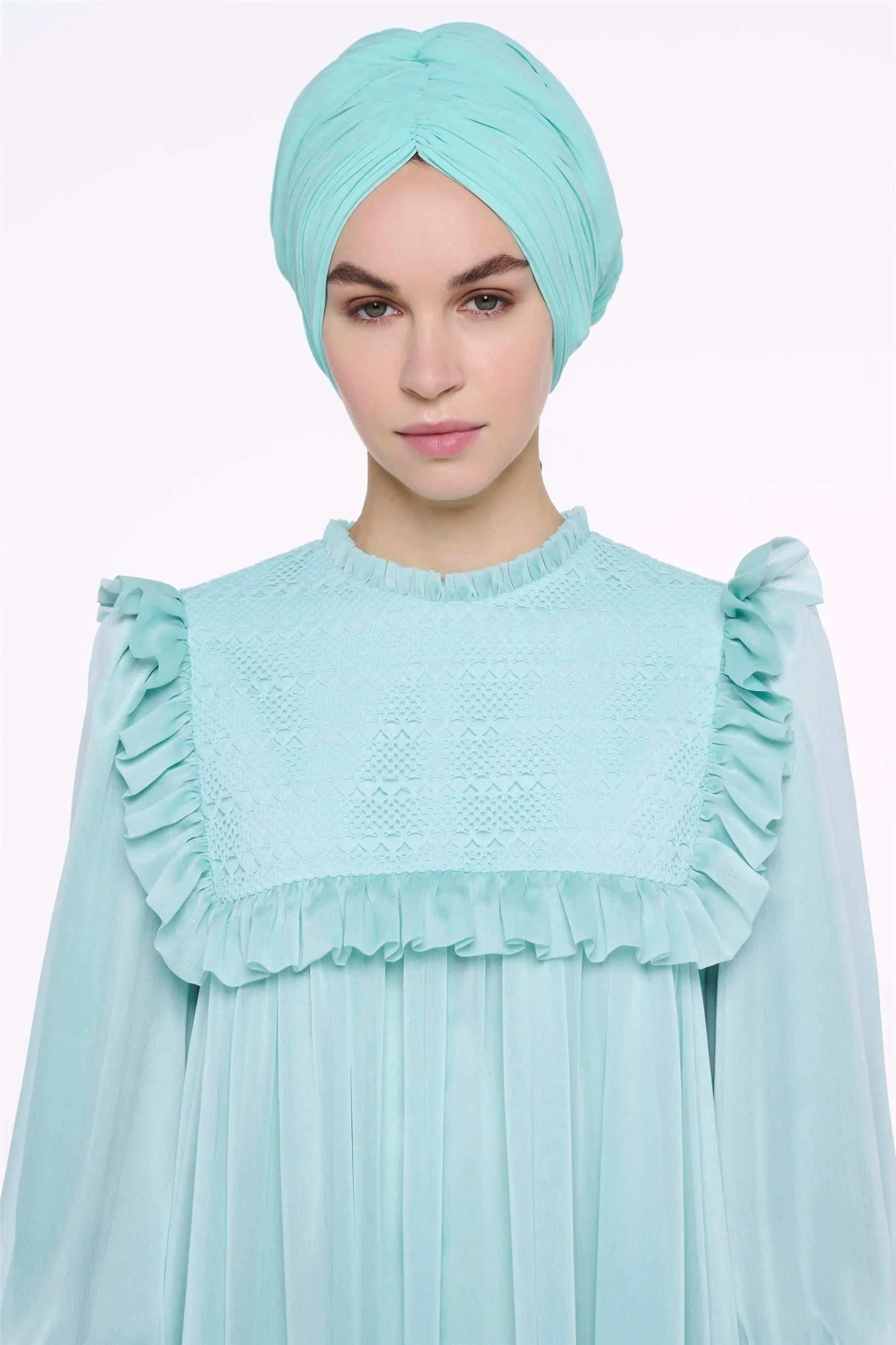 Cross-Wrap Bonnet – Turquoise