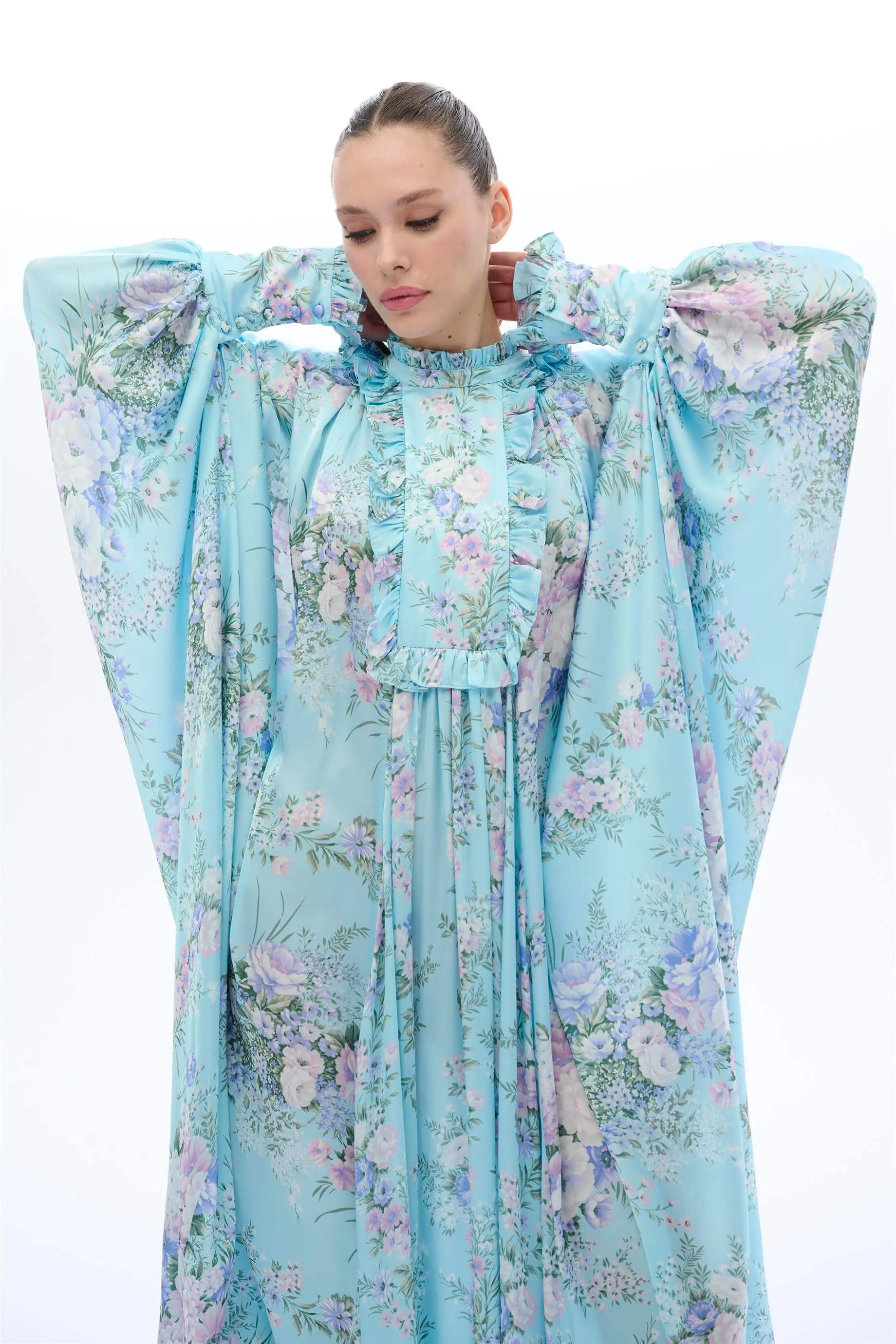 Striped Detail Kaftan Dress – Lihgt Blue, photo 2