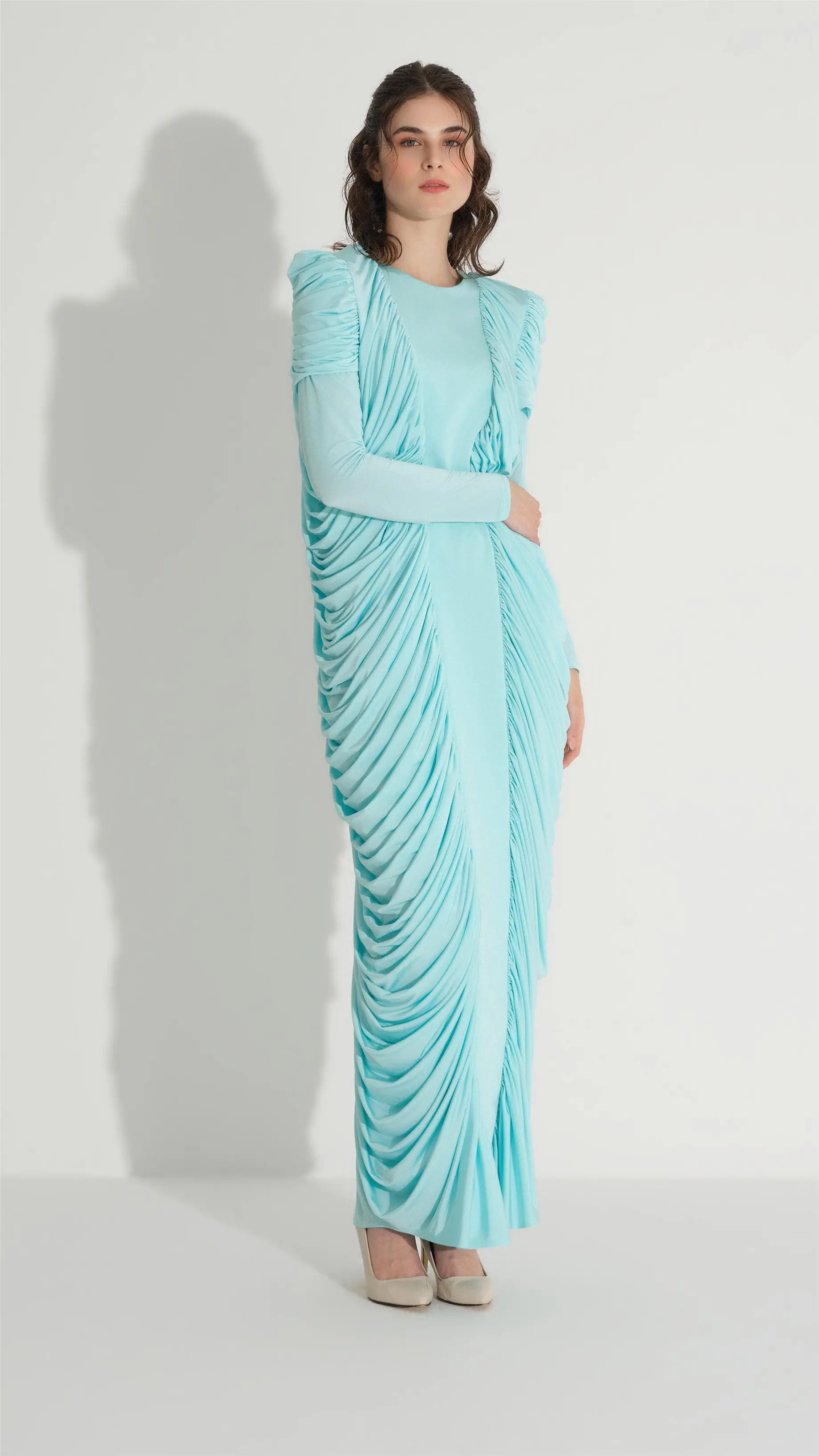 Draped Side-Gathered Dress – Mint, photo 4