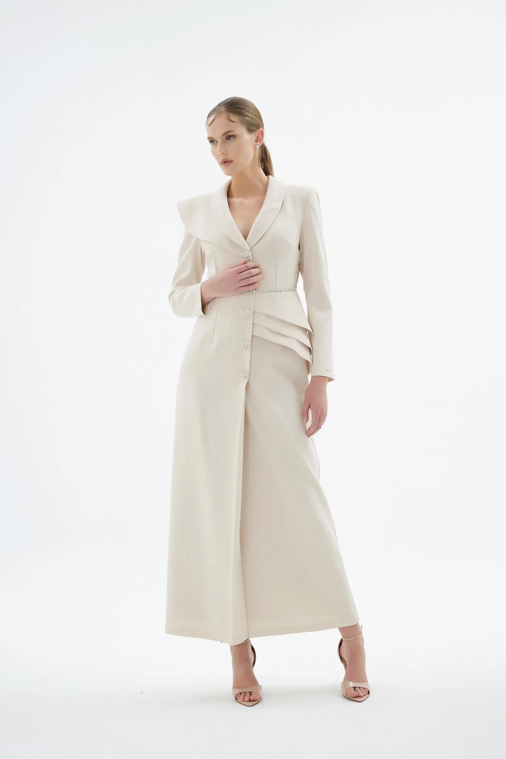 Liana Tailored Jacket Dress – Stone, photo 4