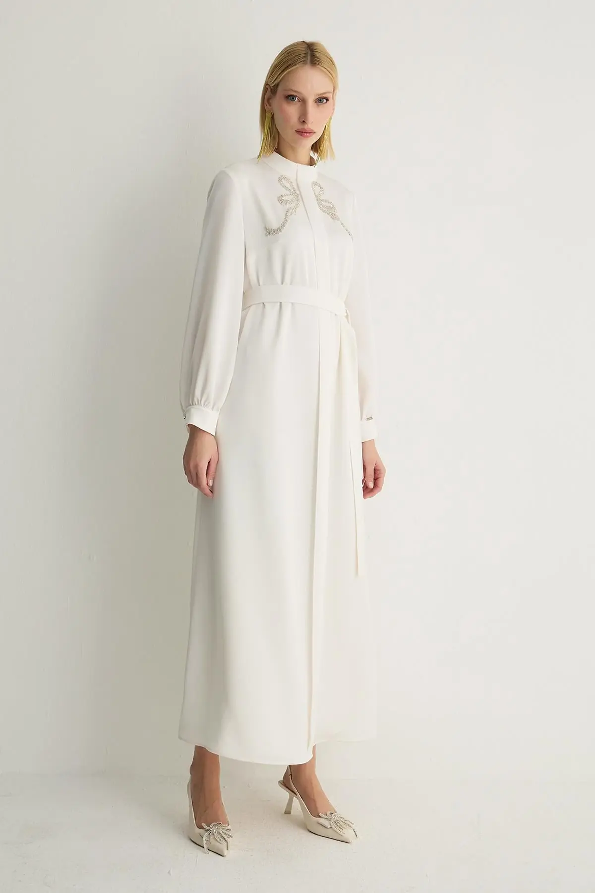 Ribbon Dress — Ecru