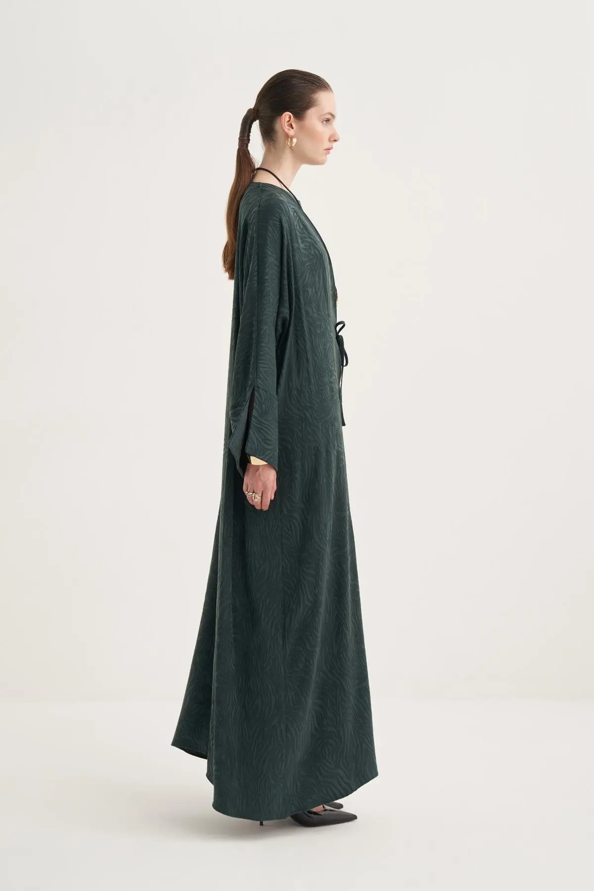 Cupro Rozana 3-Piece Abaya Set - Emerald Green, photo 3