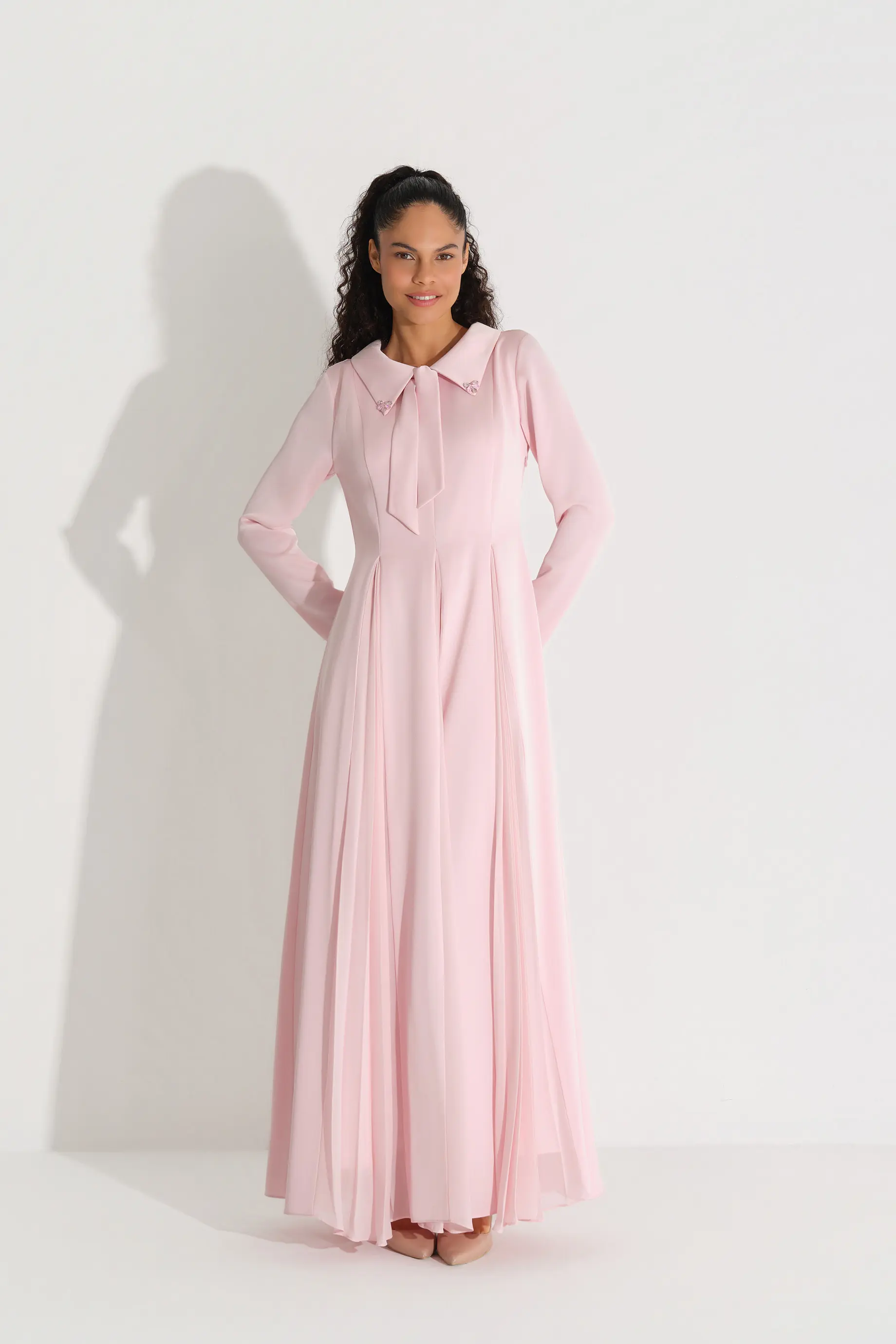 DANTELLİ KREP ELBİSE Pembe, photo 3