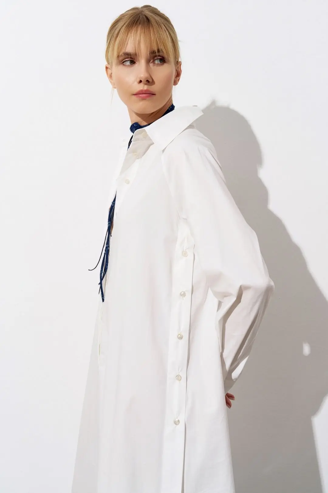 Poplin Shirt Maxi Dress – White, photo 3