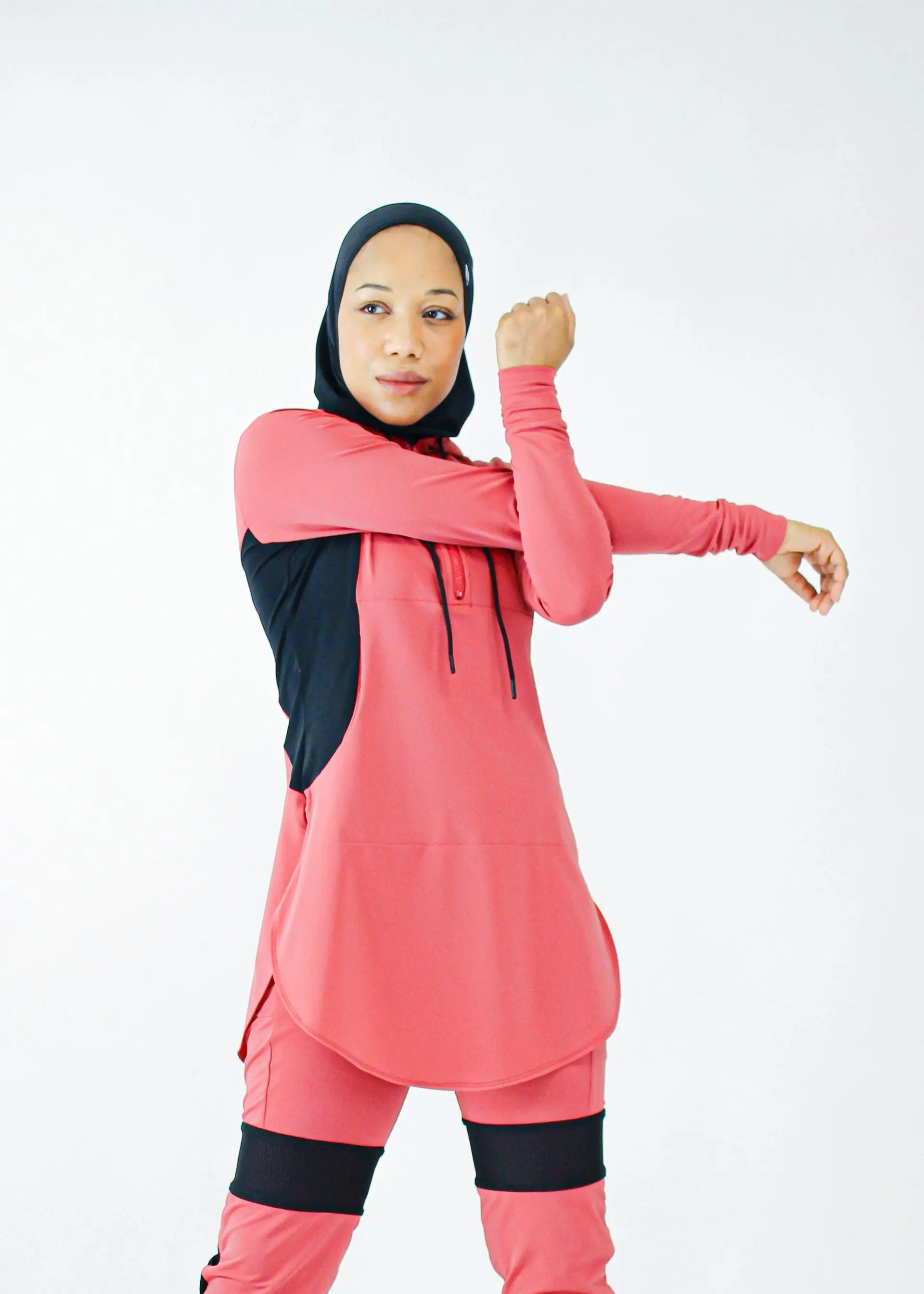Anna Hooded Performance Tunic - Blaze / Noir