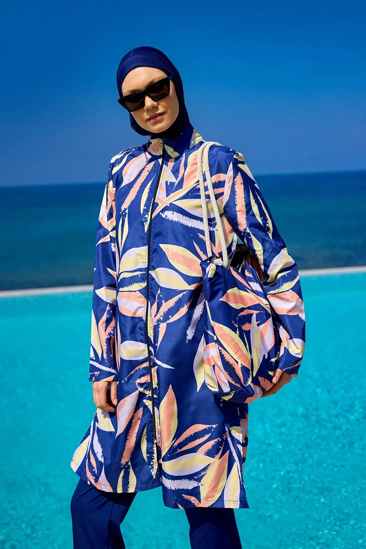 Navy Blue Full Coverage Modest Swimwear Set for Women R2508, photo 3