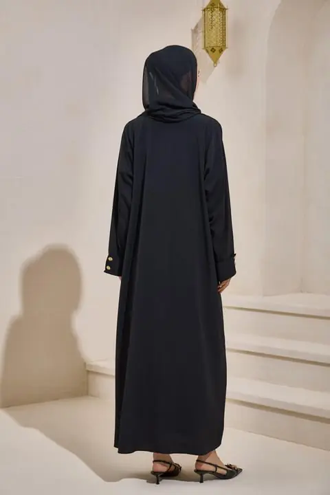 Crepe Trench Abaya - Black, photo 4