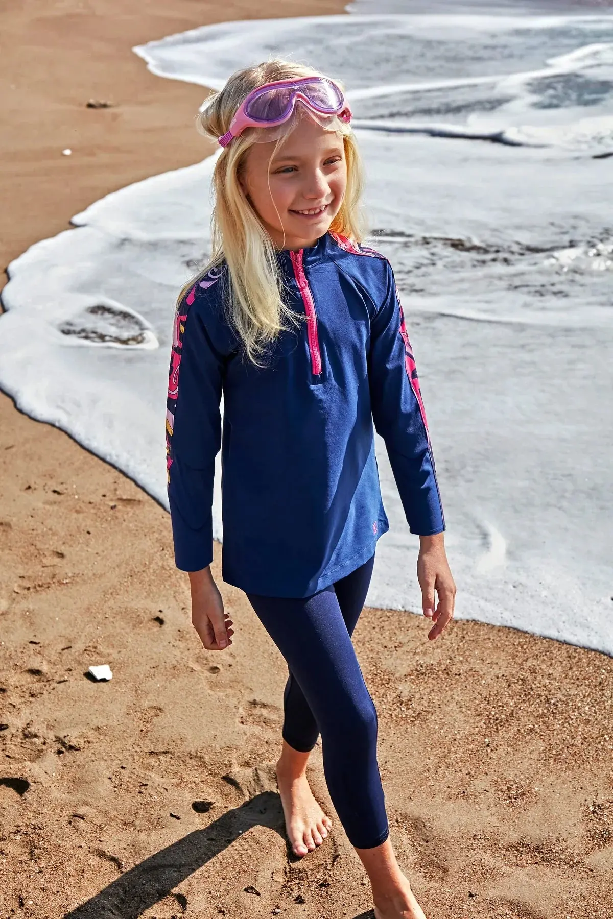 Marina Parachute Girls Modest Swimsuit - Colorful/Navy Blue - K2402, photo 3