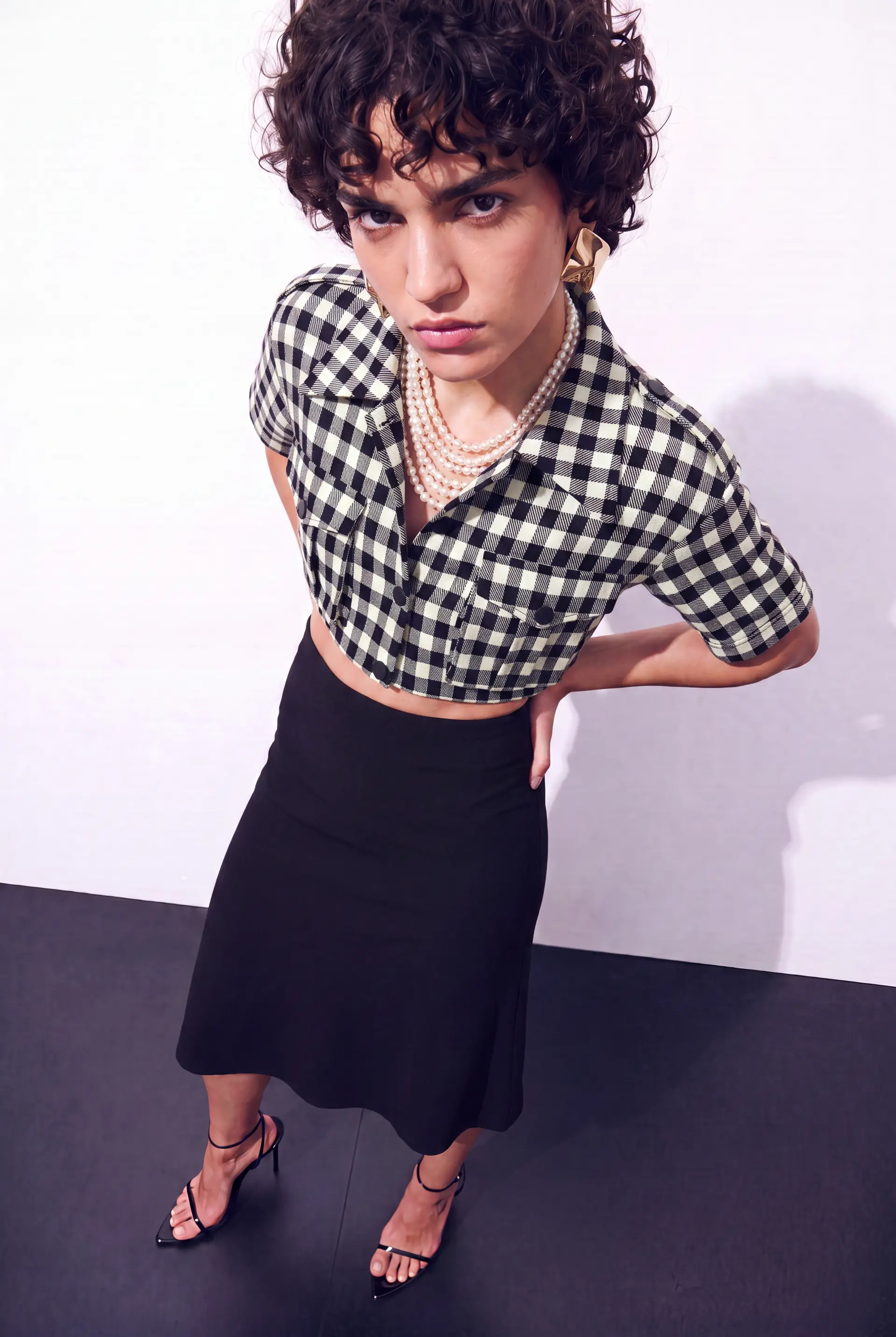 Vichy Patterned Crop Jacket, photo 5