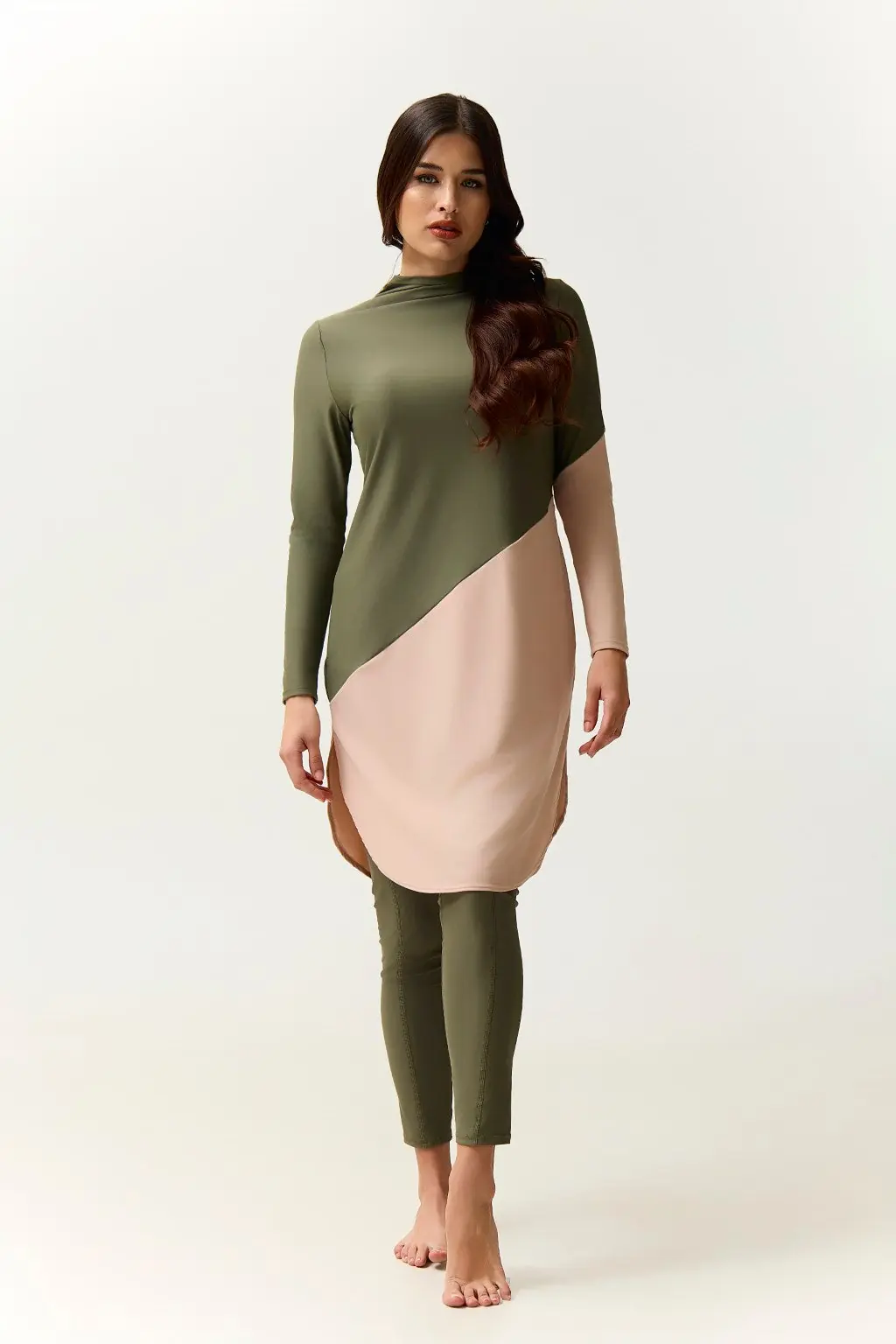 Maya Swim Dress - Olive/Shell