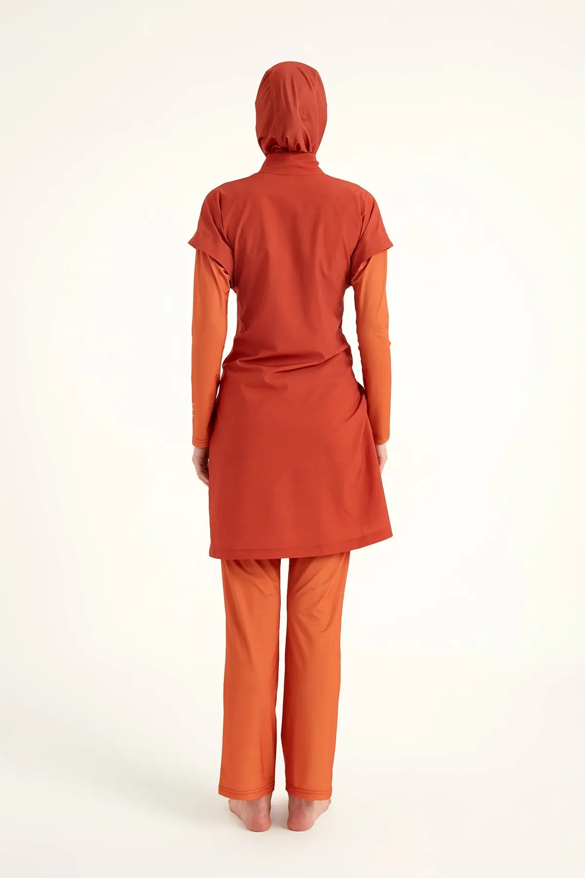 Full Coverage Islamic Swimsuit with Waist Tie - Orange, photo 7