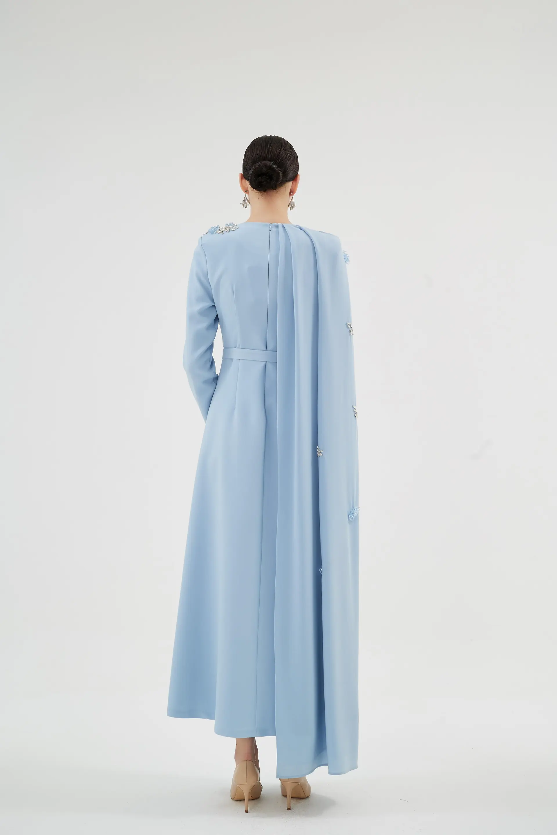 Liliowy Cape Detail Dress – Blue, photo 4