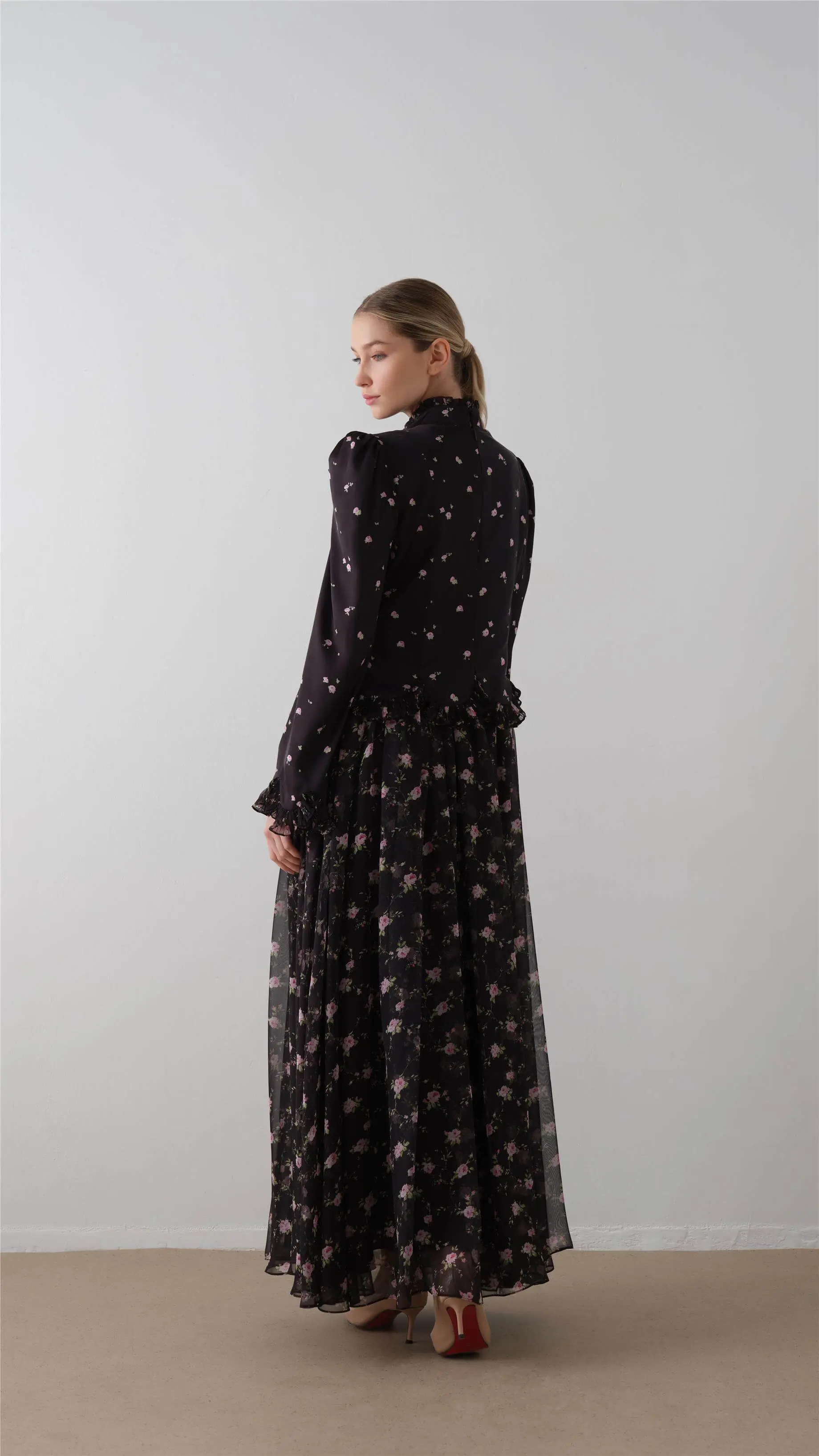 Bow-Front Printed Dress – Black, photo 4