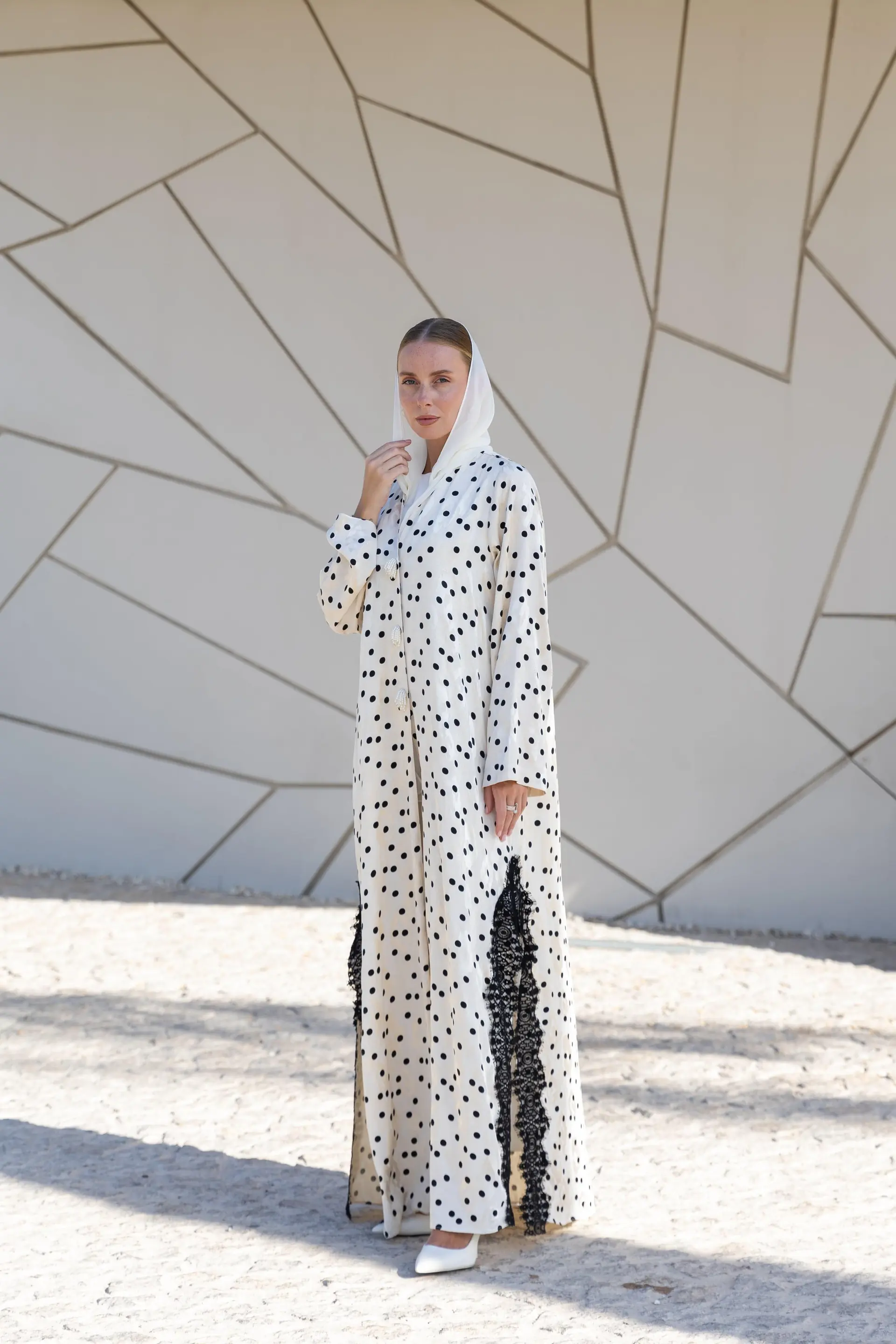 Polka Dot Abaya – White, photo 3