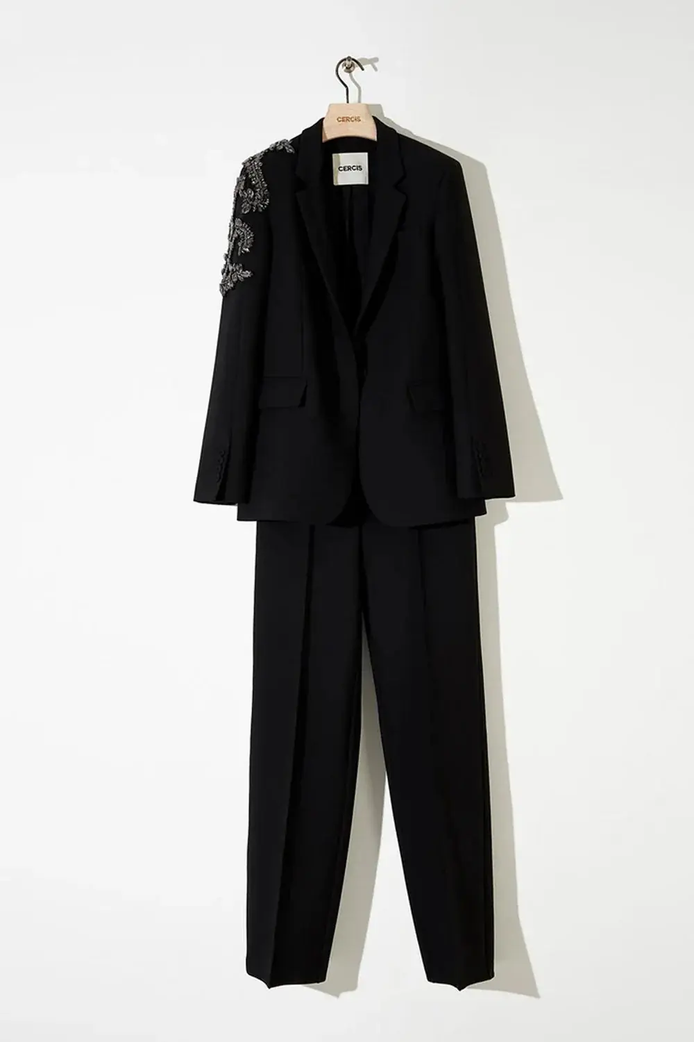 Hoop-Embroidered Tailored Blazer Jacket – Black, photo 2