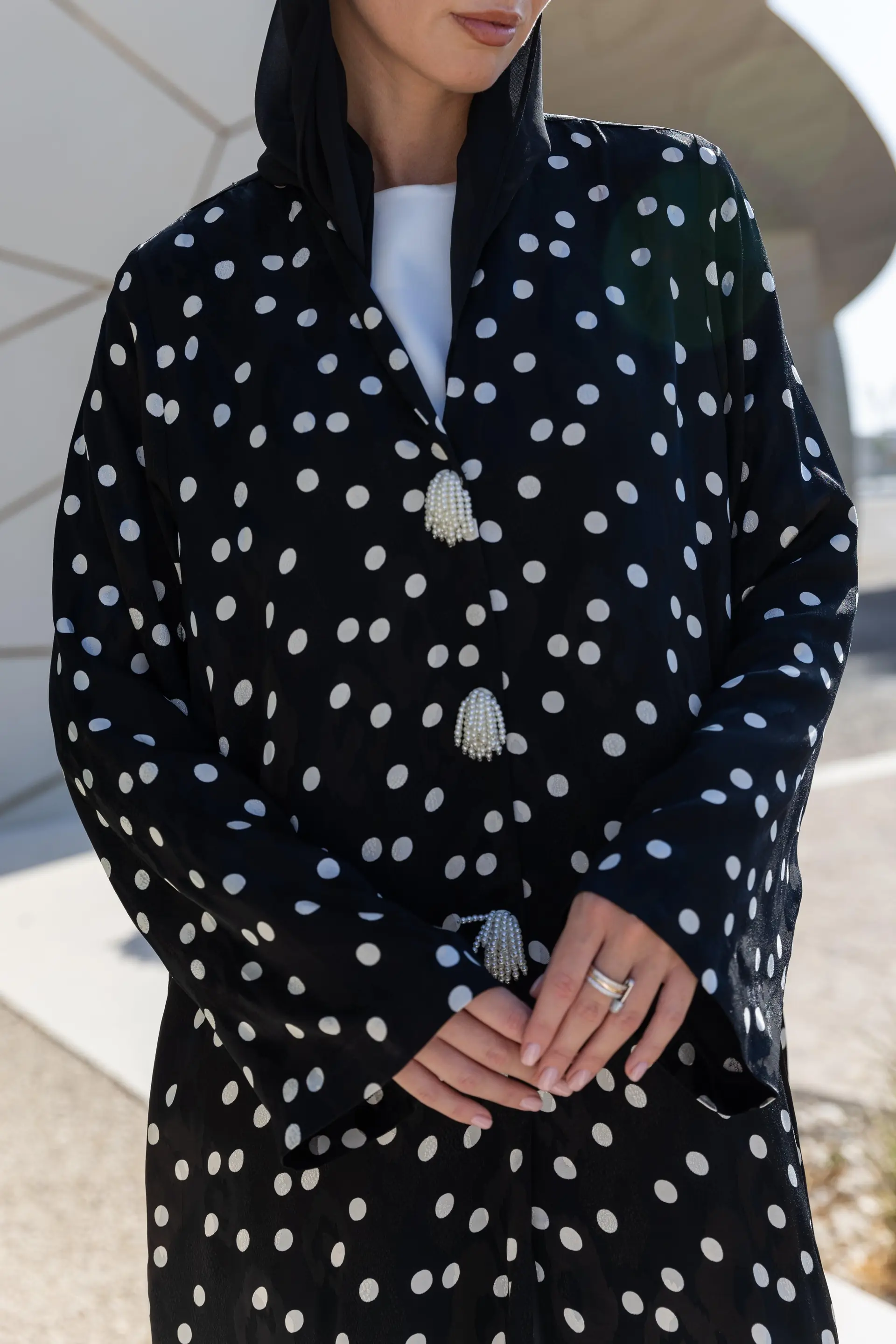 Polka Dot Abaya – Black, photo 3