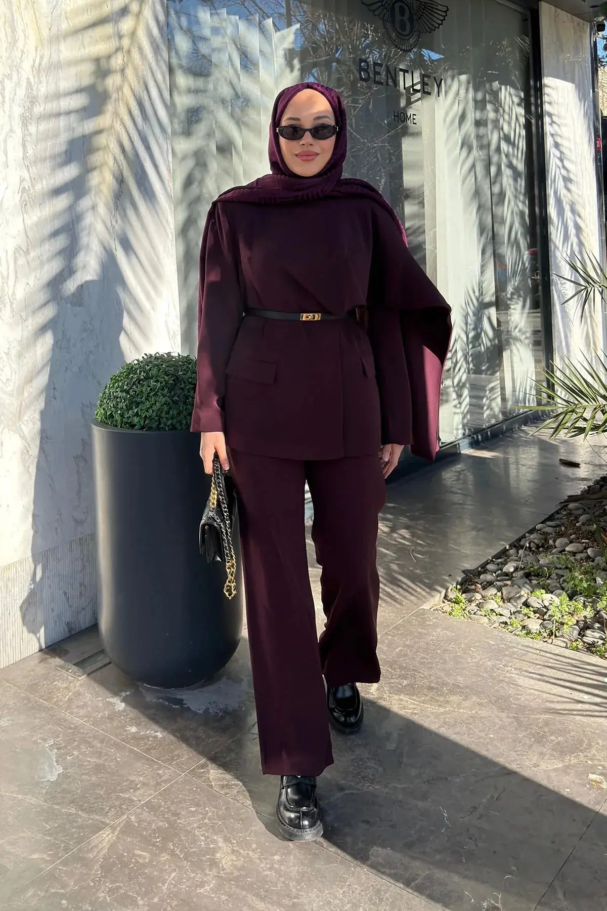 Betül Duman'ın Tercihi-Krep Bol Kesim Pantolon-Bordo