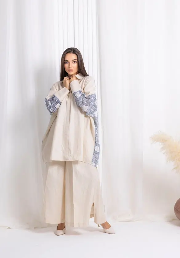Blue Beige Linen Co-ord Set, photo 6