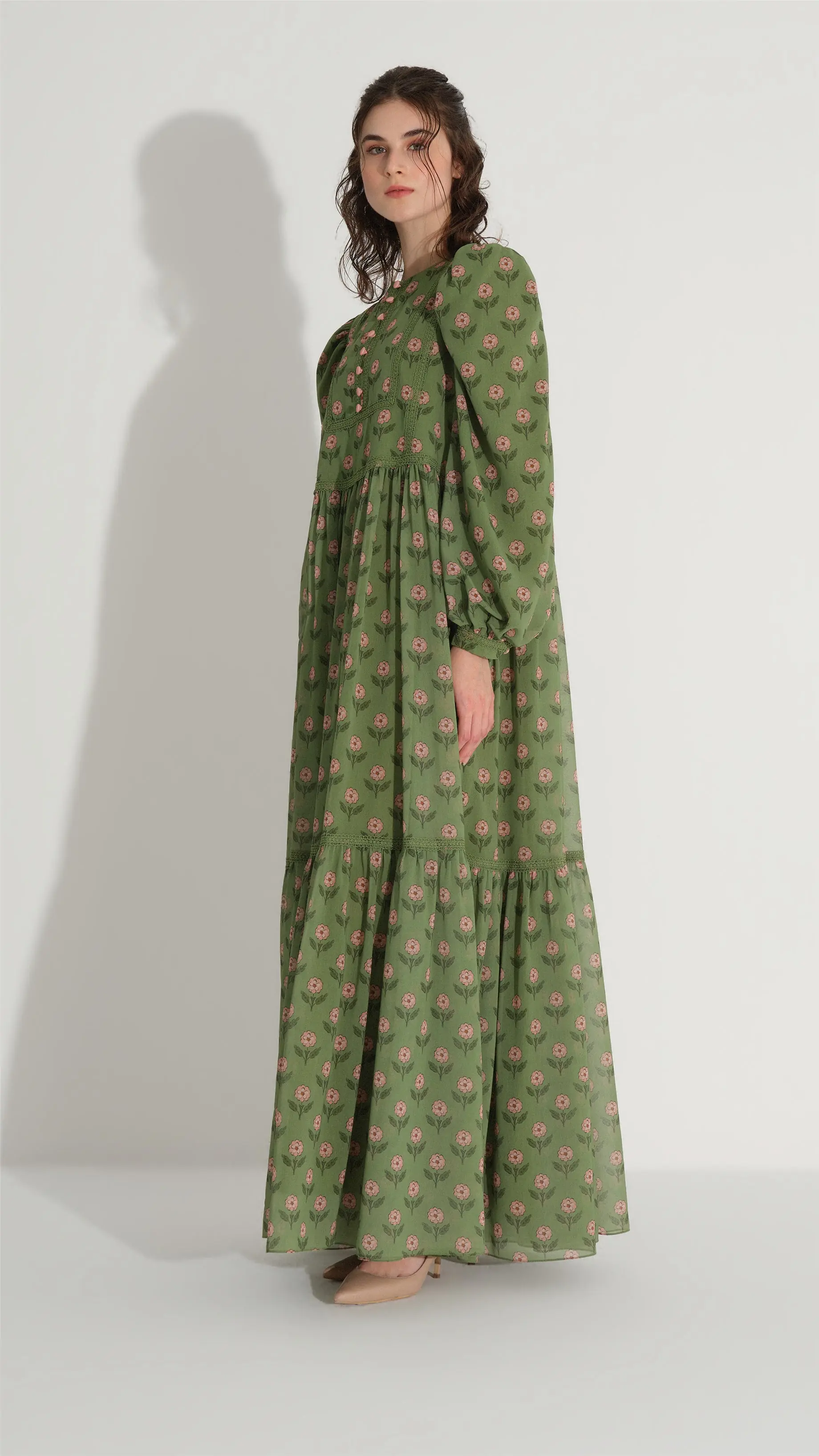 Fine Lace Trim Dress – Green, photo 5